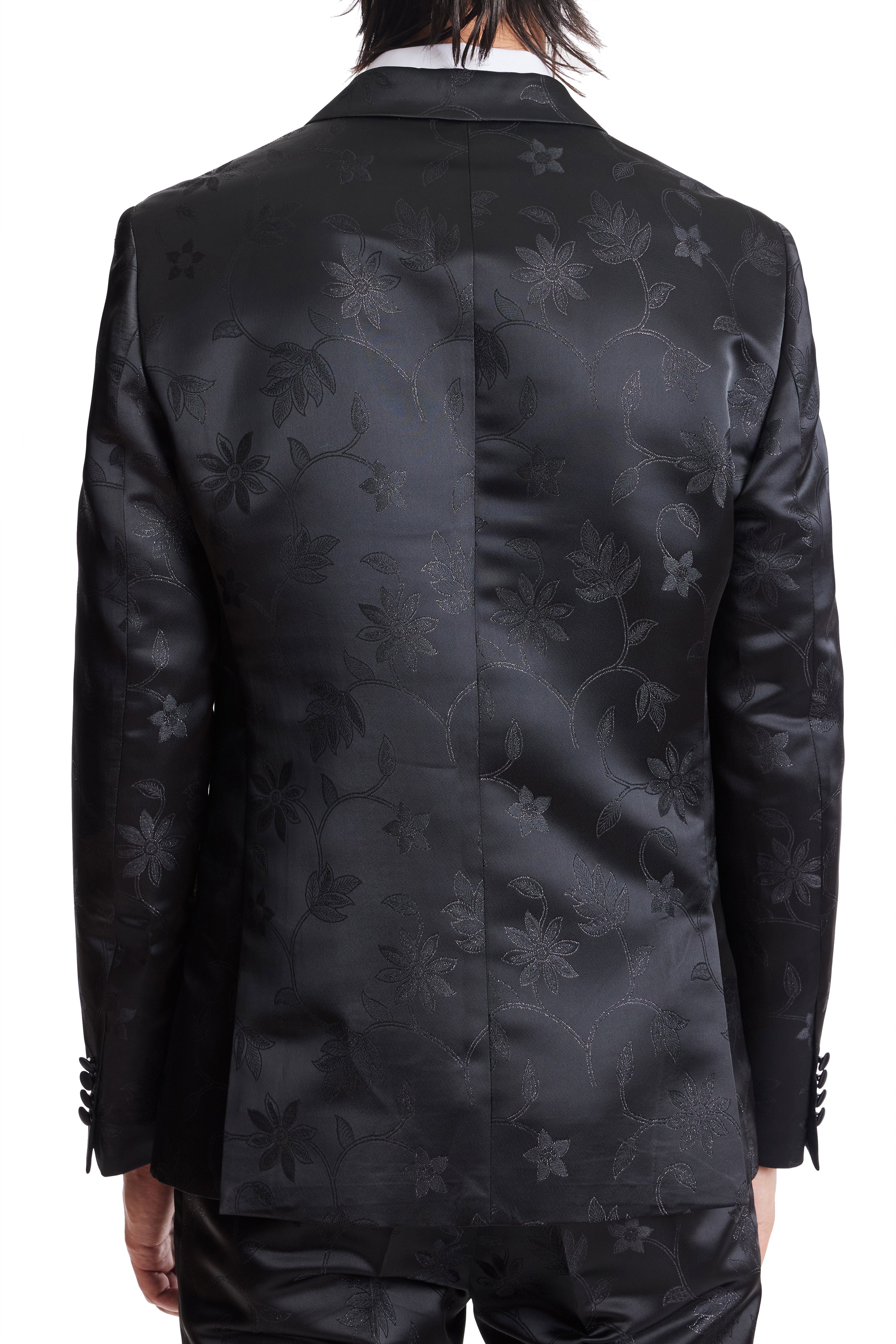 Grosvenor Peak Tux Jacket - slim - Black on Black Floral
