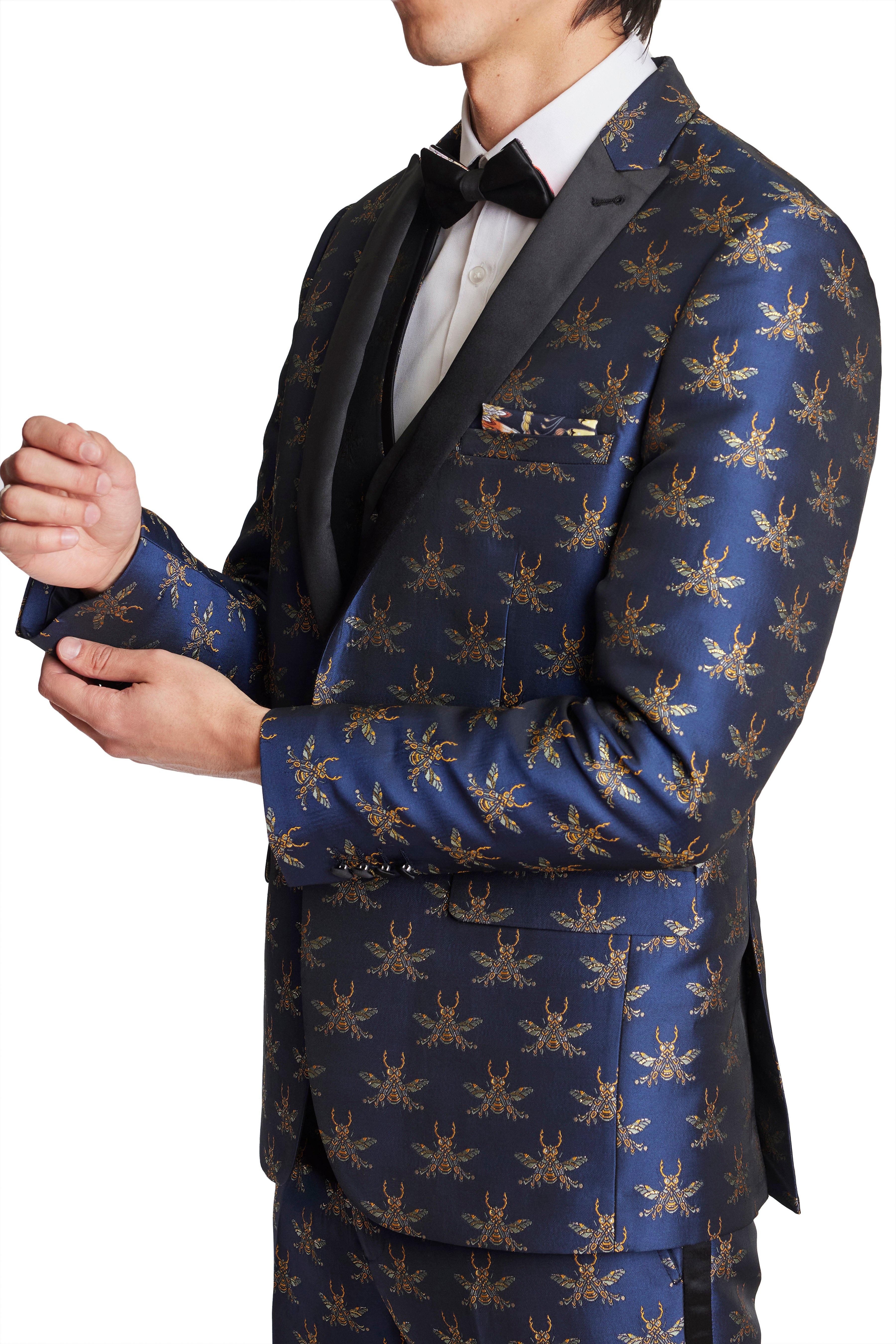 Grosvenor Peak Tux Jacket - slim - Navy Iconic Bees