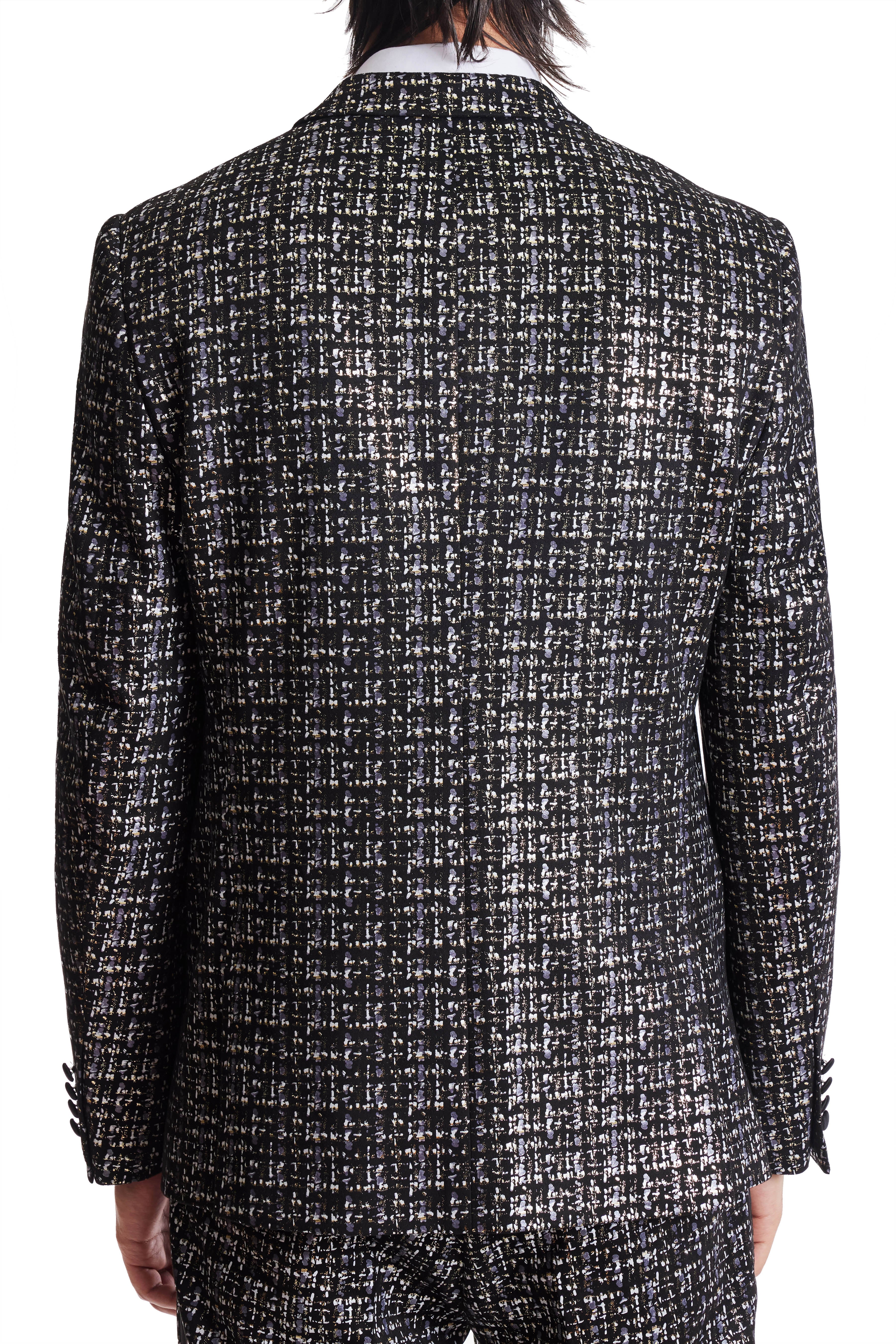 Grosvenor Peak Tux Jacket - slim - Black Silver & Gold