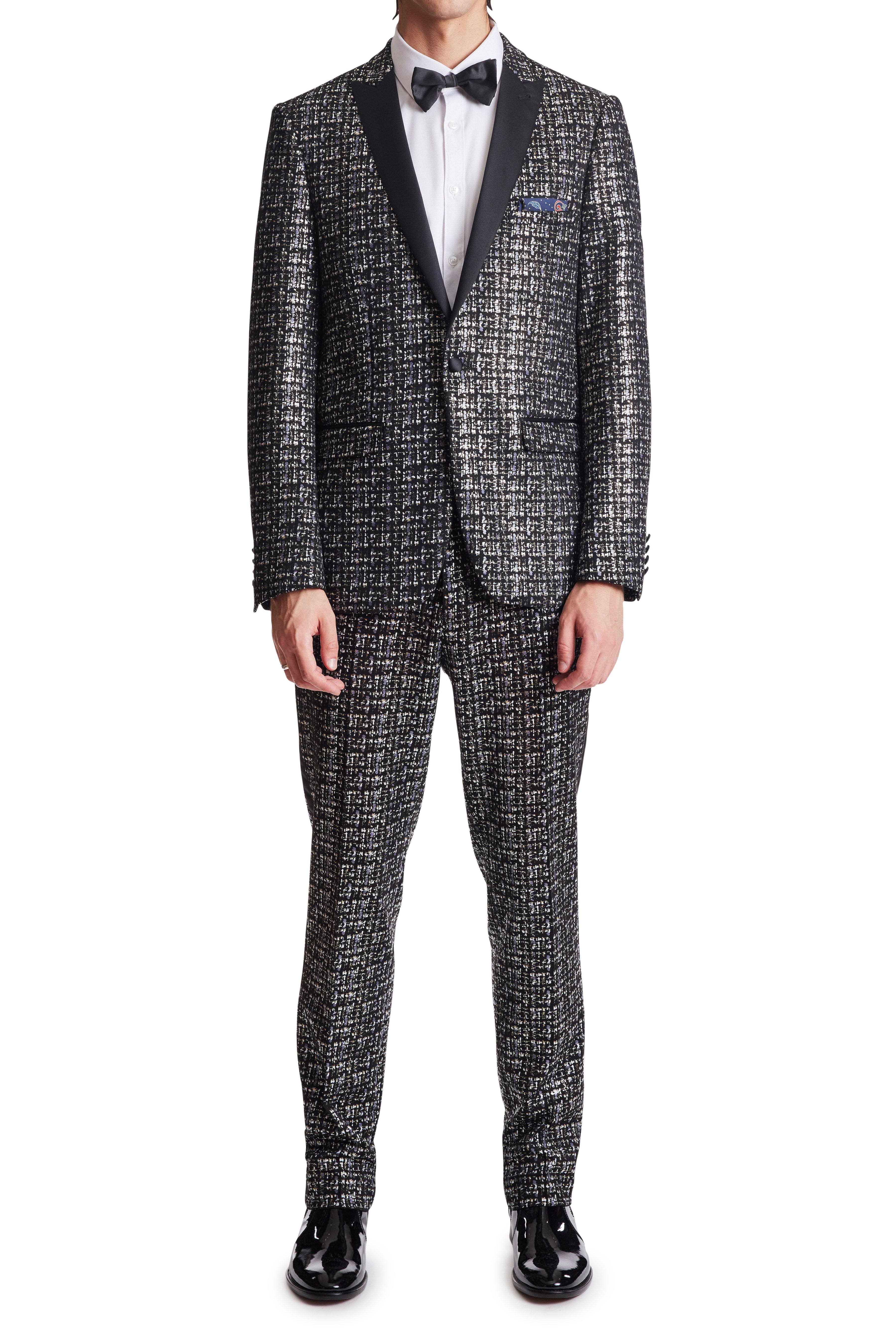 Grosvenor Peak Tux Jacket - slim - Black Silver & Gold