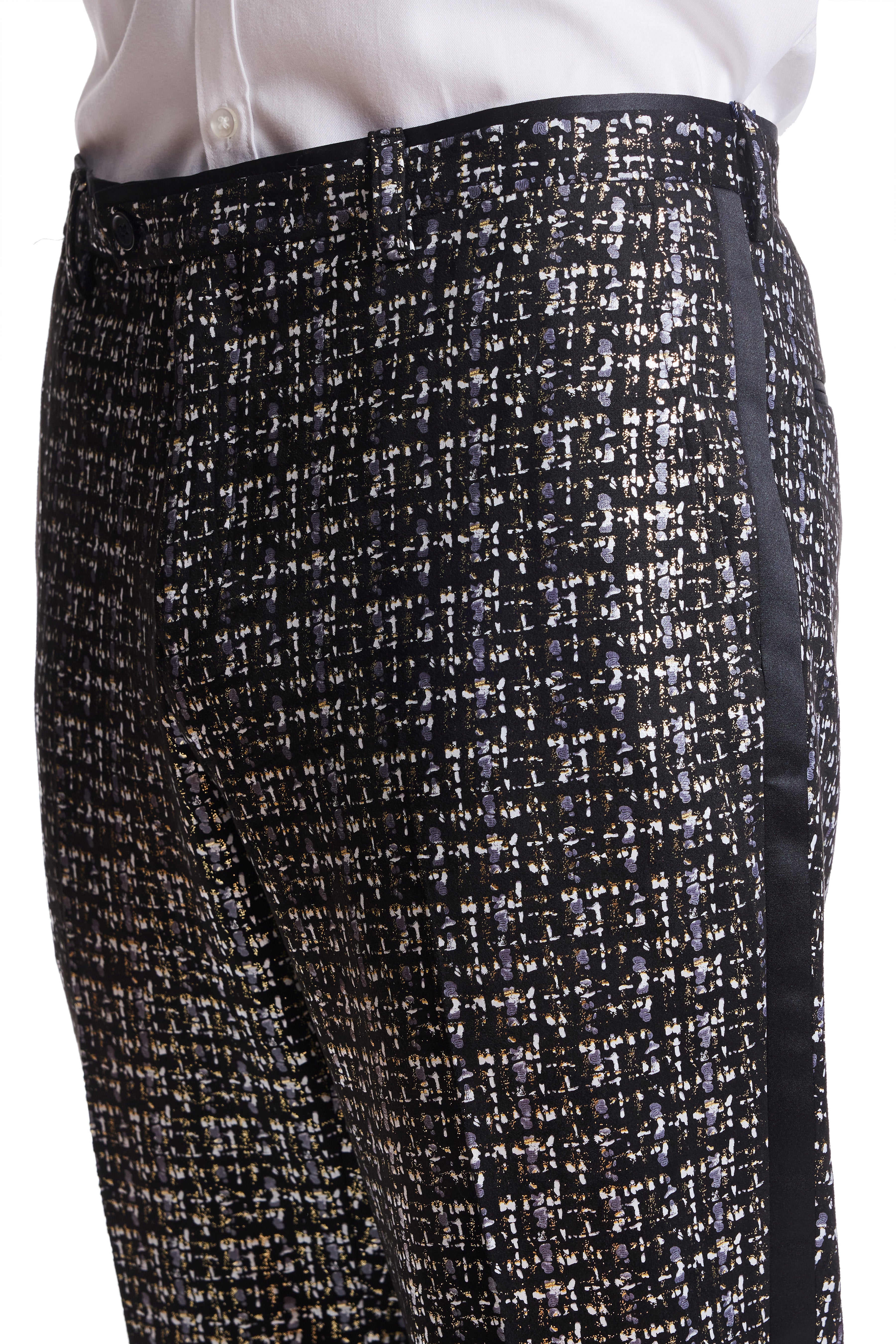 Sloane Tux Pants - slim - Black Silver & Gold