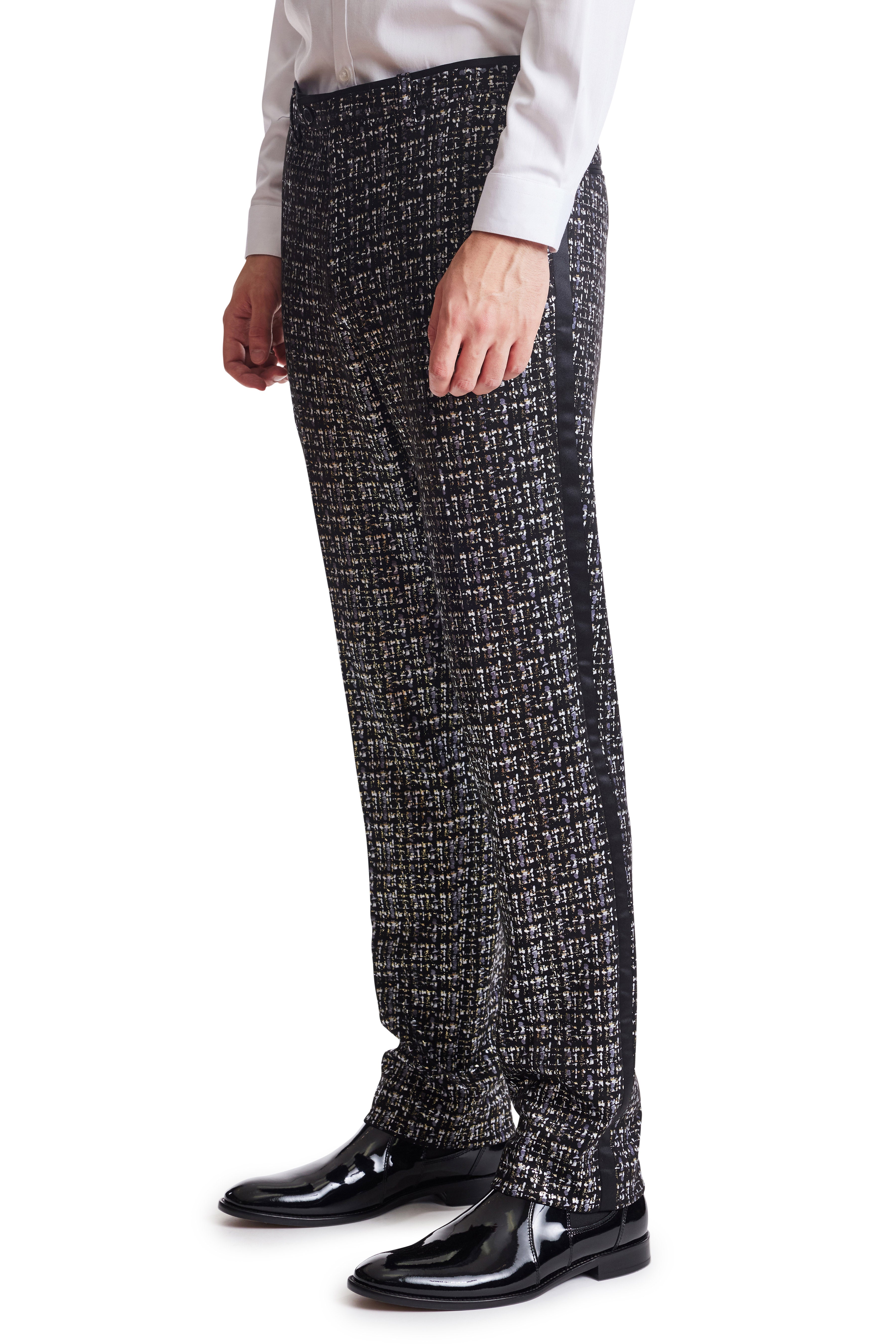 Sloane Tux Pants - slim - Black Silver & Gold