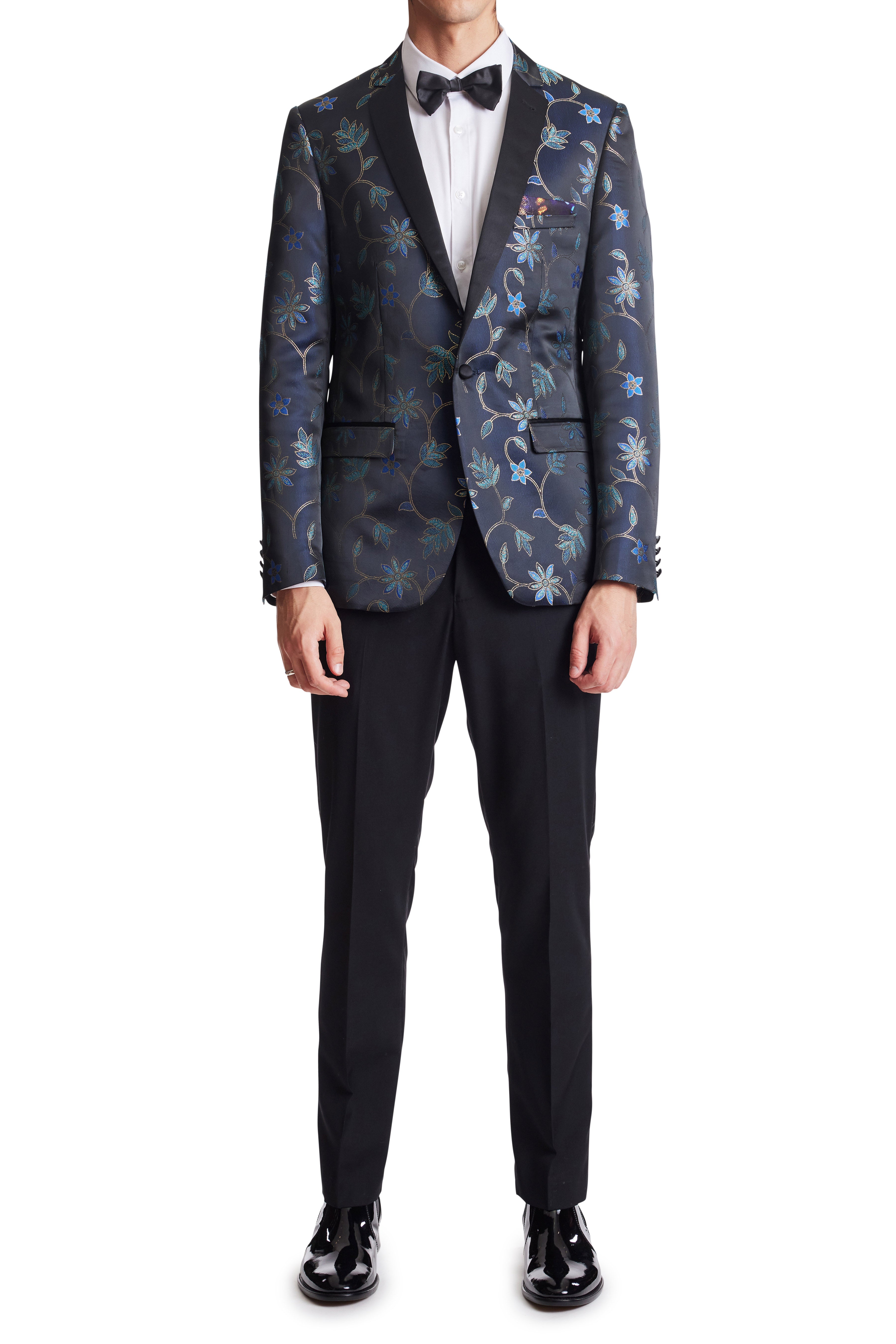 Osborne Notch Tux Jacket - slim - Blue Gold Floral