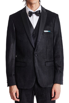  Grosvenor Peak Tux Jacket - slim - Blk Honeycomb Velvet