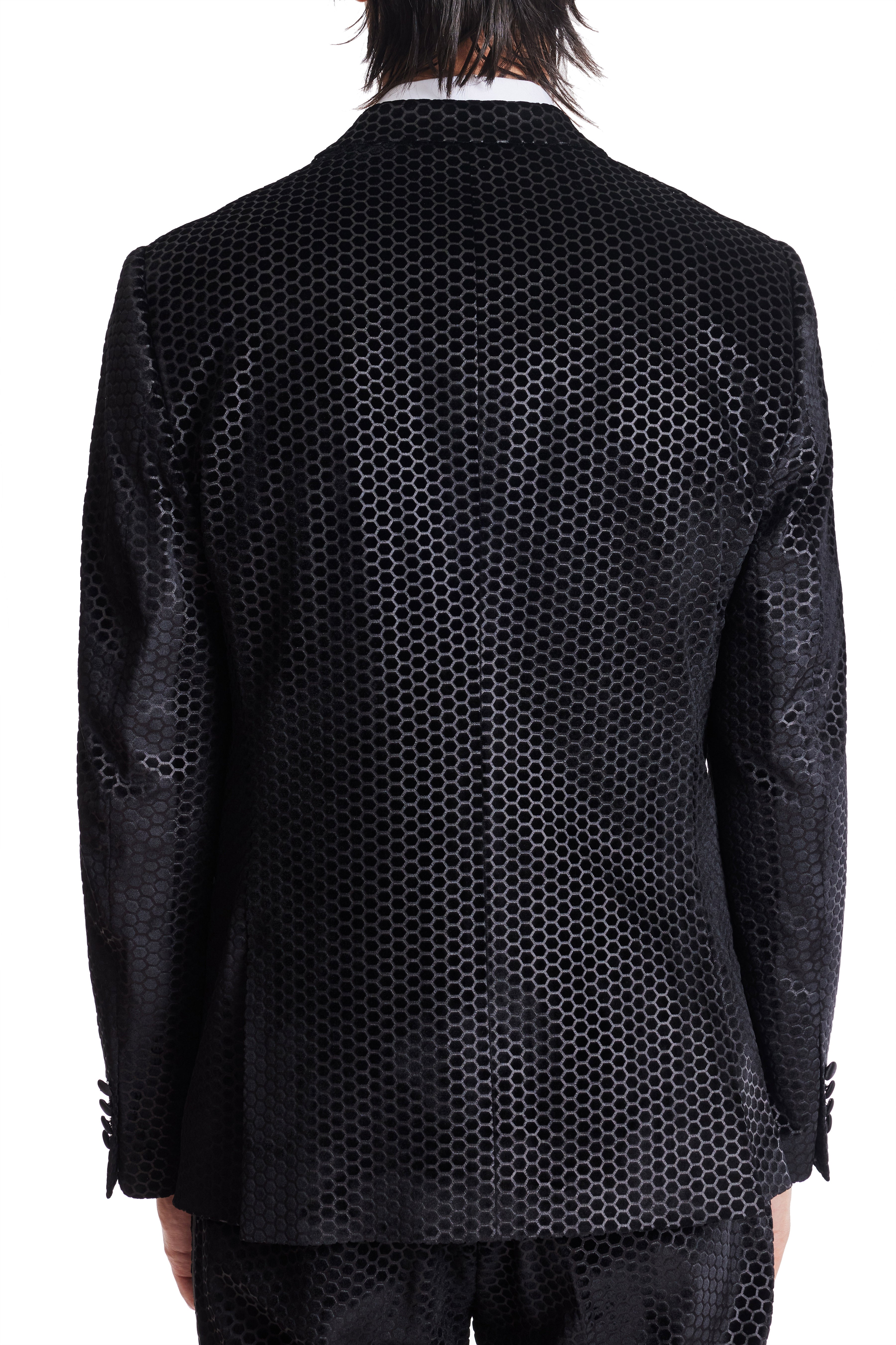 Grosvenor Peak Tux Jacket - slim - Blk Honeycomb Velvet