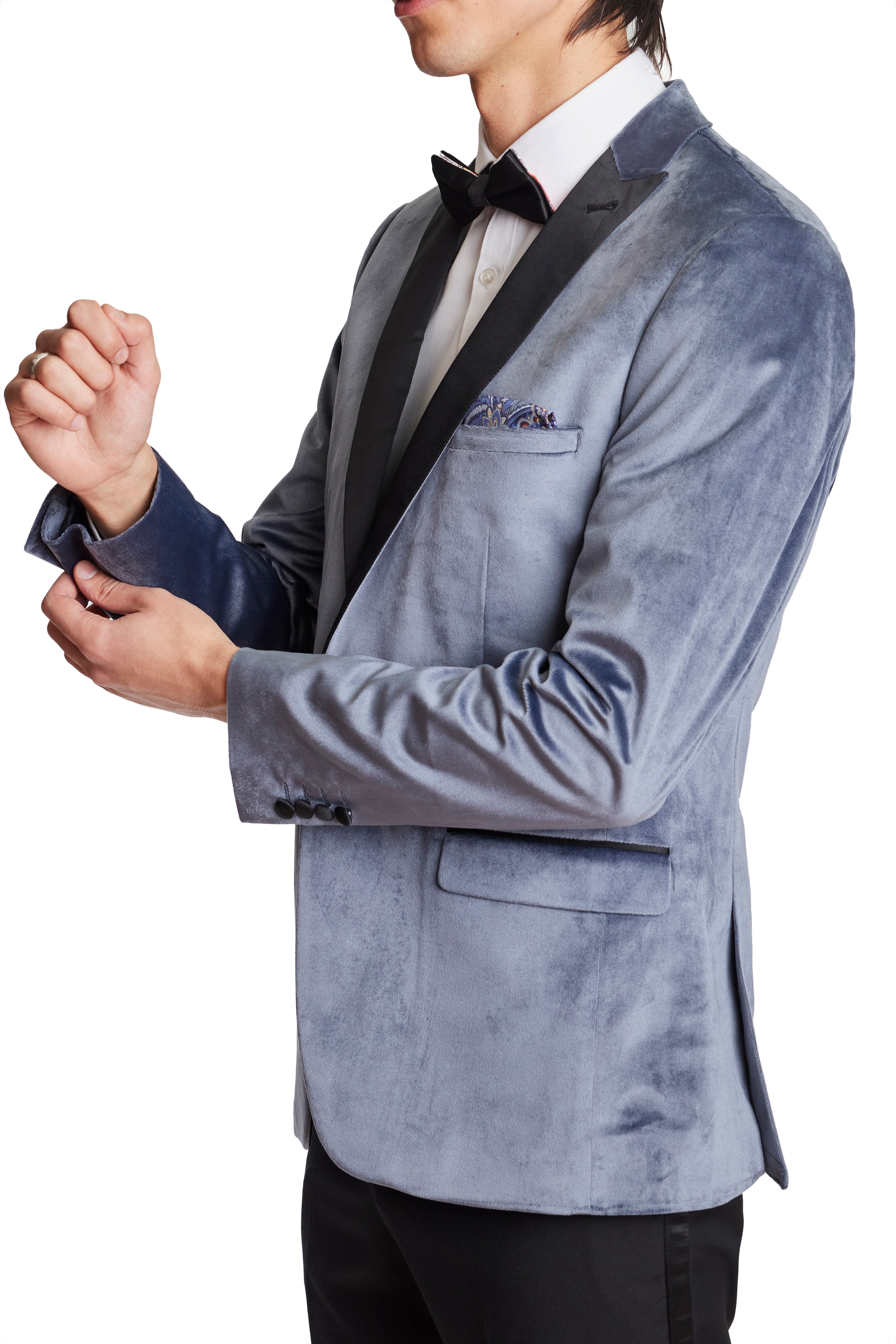 Grosvenor Peak Tux Jacket slim Dolphin Grey Velvet