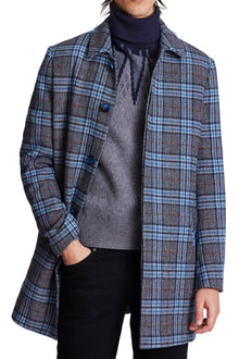 Topper Coat - Blue Tan Plaid