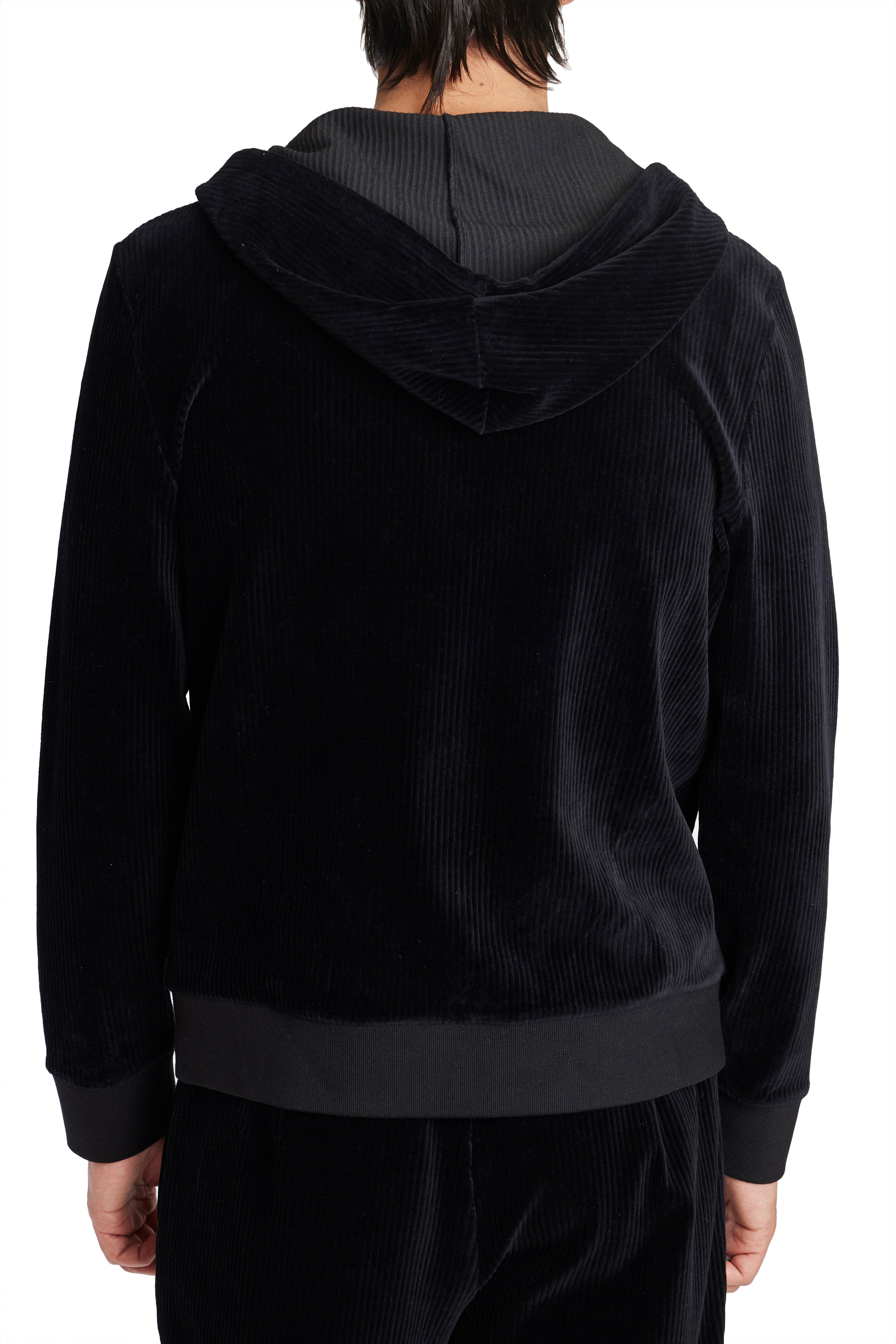 Weekend Zip Up Hoody - Black Wide Wale