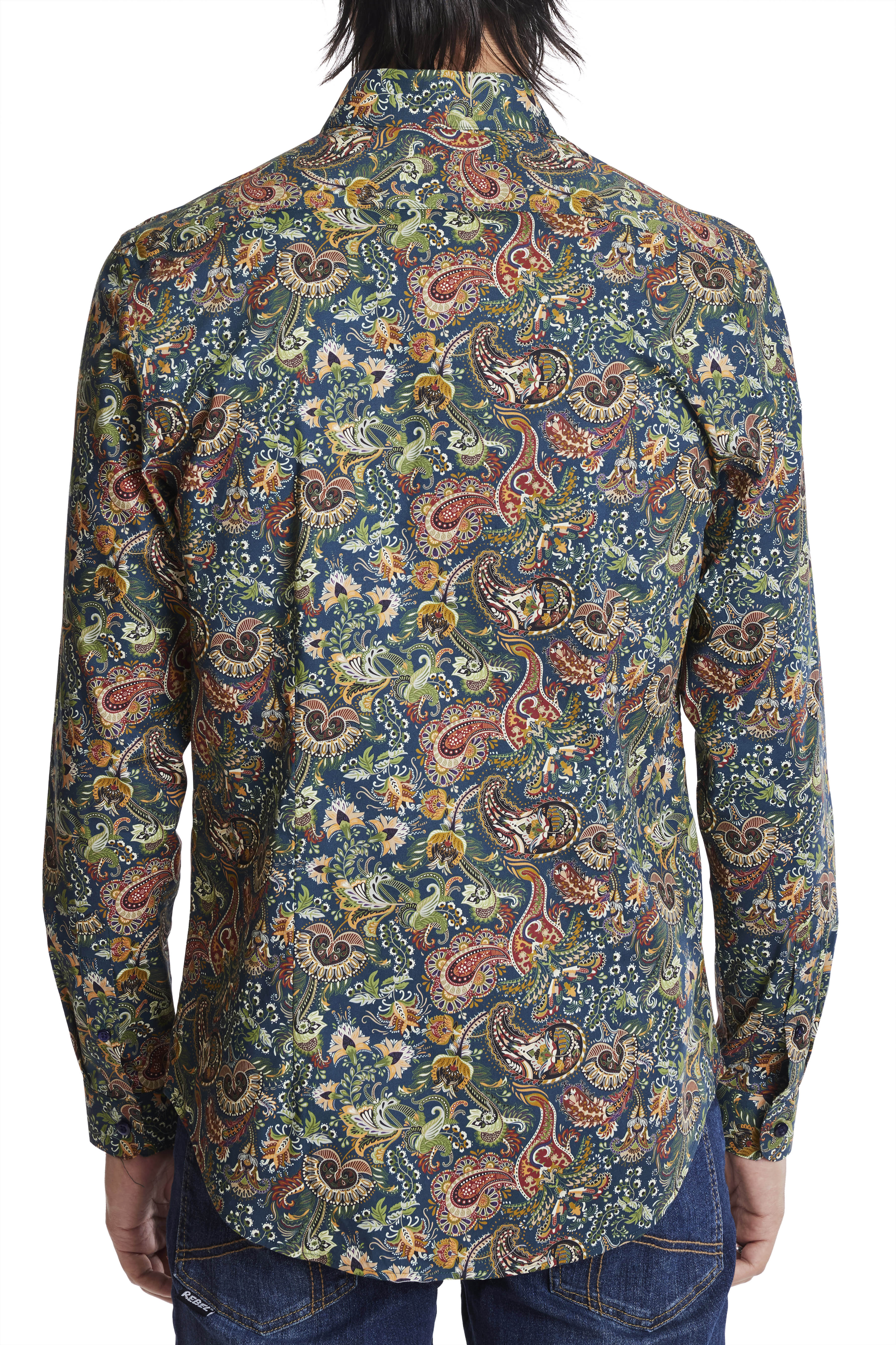 Brian Button Down Shirt - Teal Rust Paisley