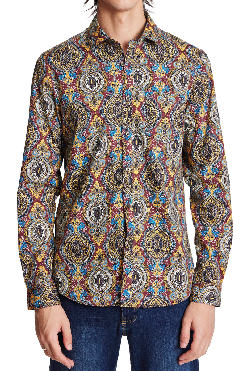 Samuel Spread Collar Shirt Vintage Paisley Paisley & Gray