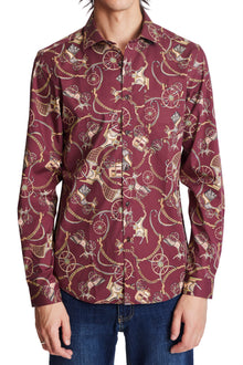  Samuel Spread Collar Shirt - Burgundy Coachman