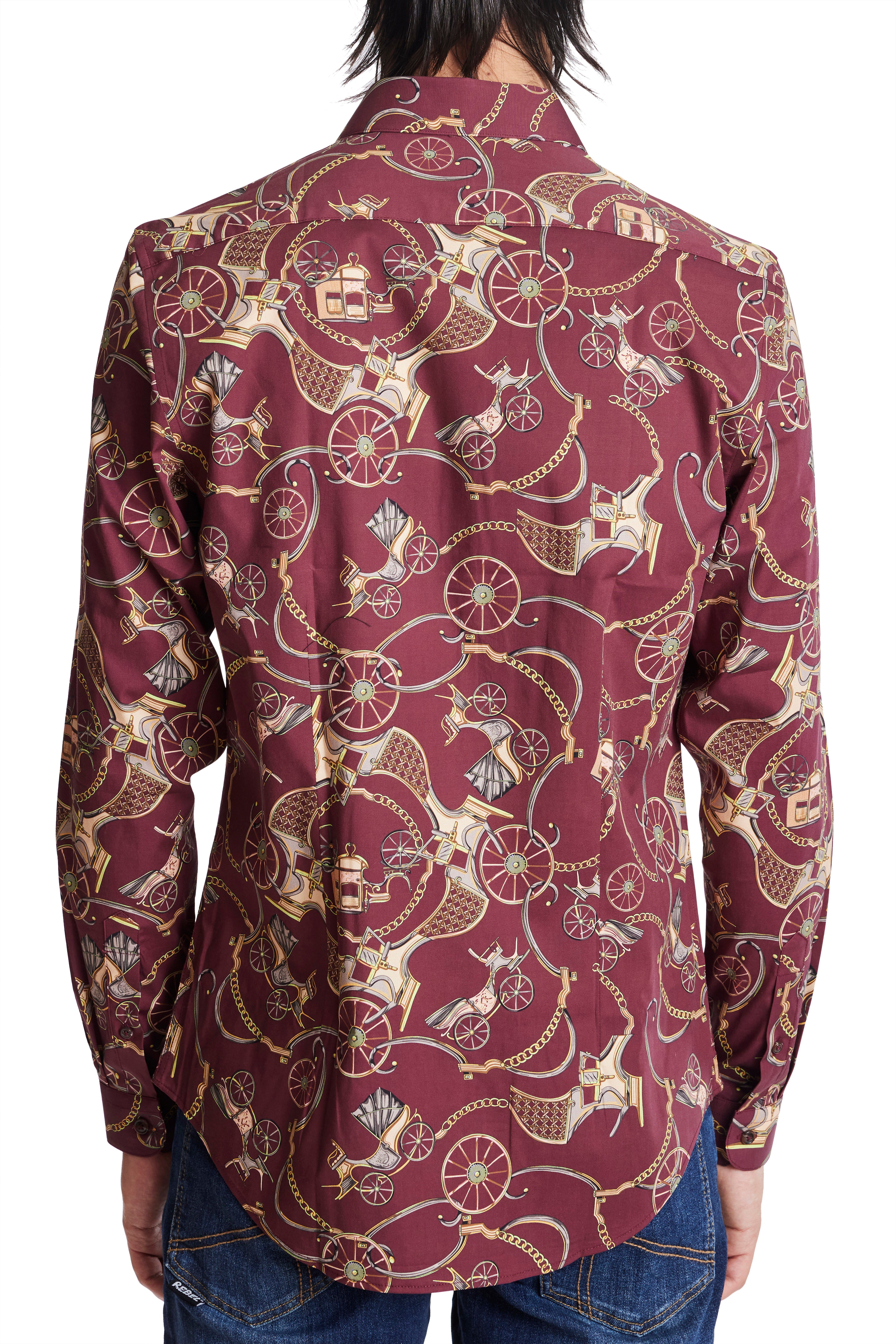 Samuel Spread Collar Shirt - Burgundy Coachman