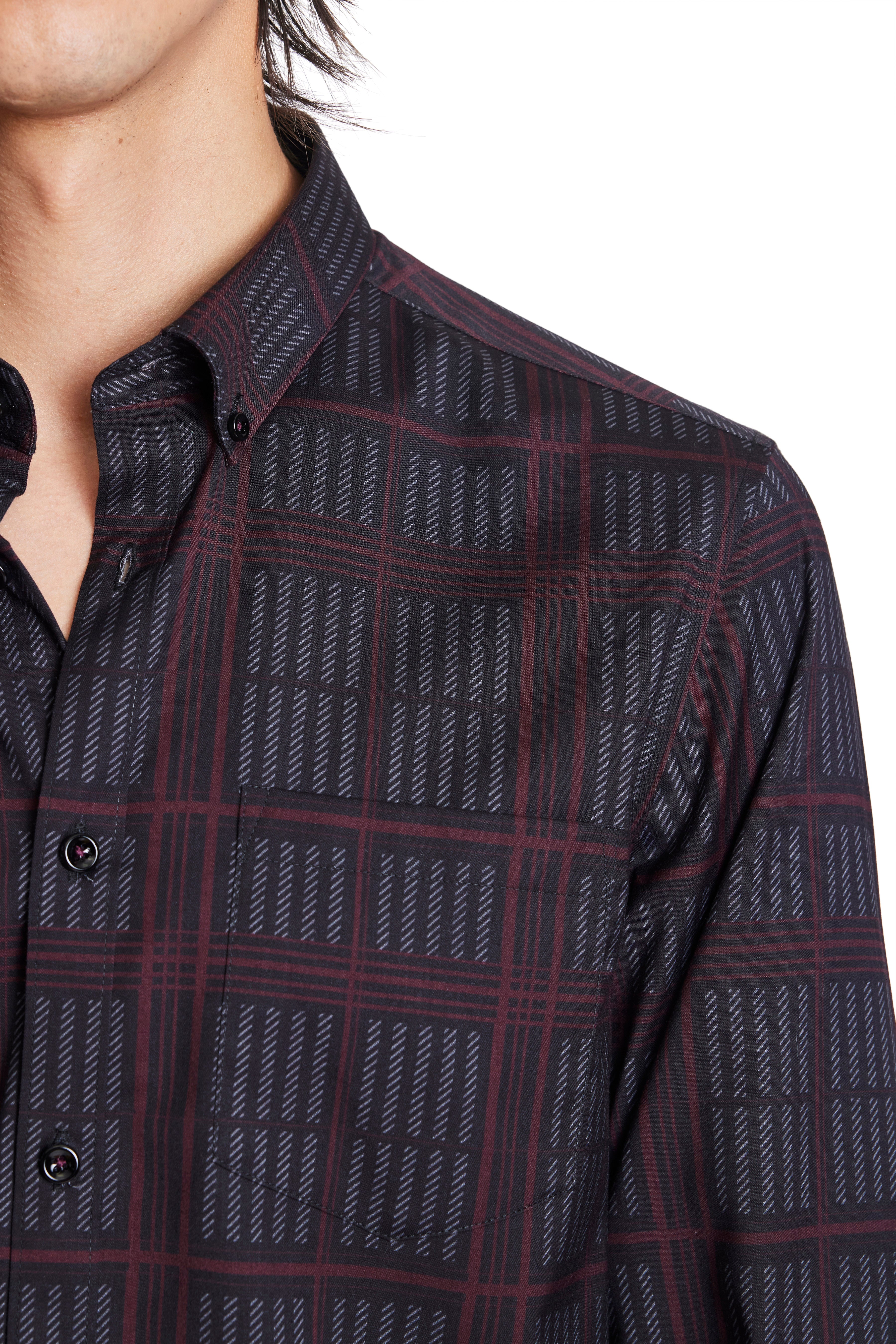 Brian Button Down Shirt - Black and Red