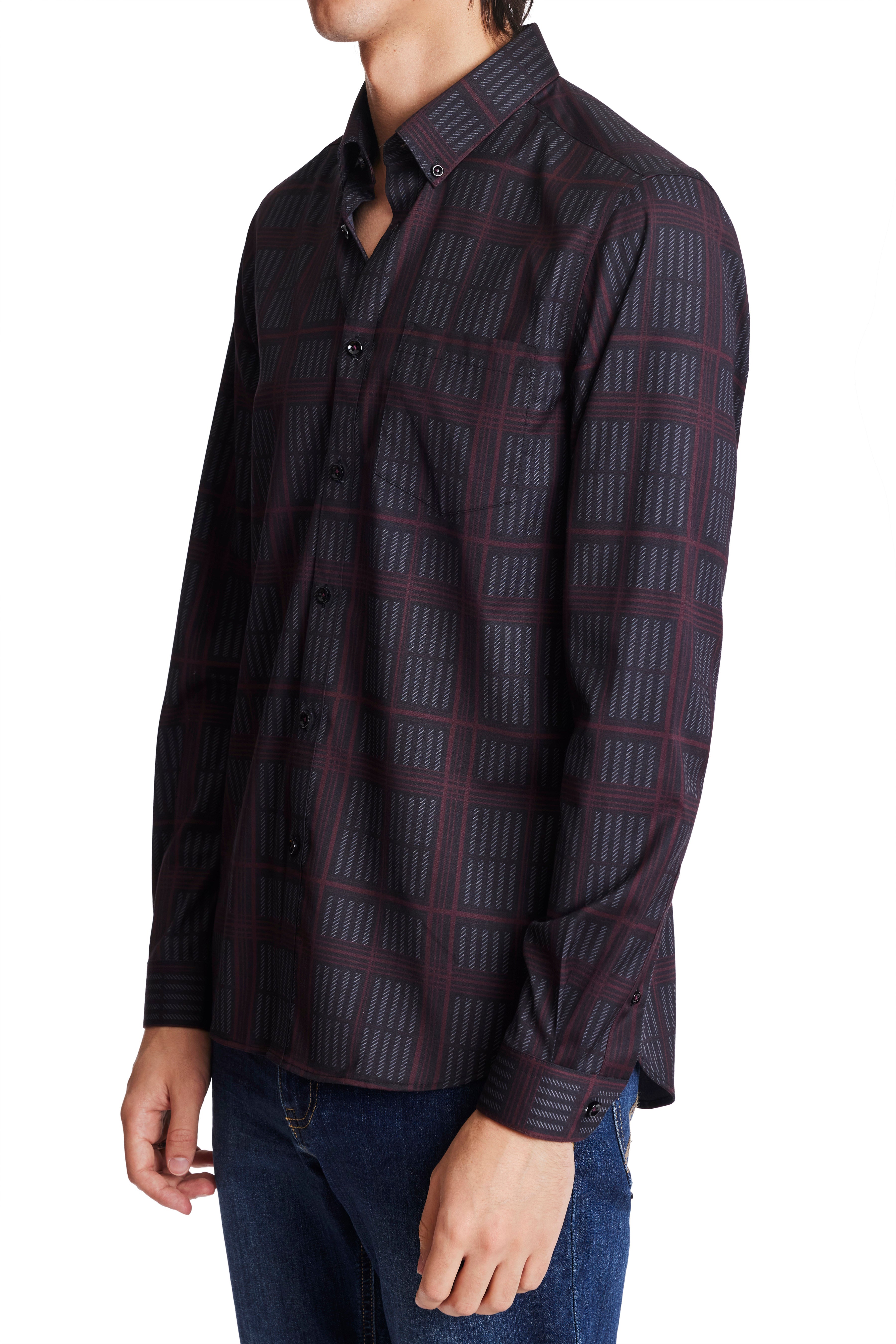 Brian Button Down Shirt - Black and Red