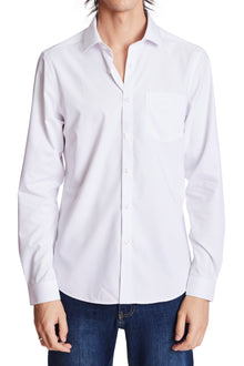  Samuel Spread Collar Shirt - White Houndstooth Jacquard