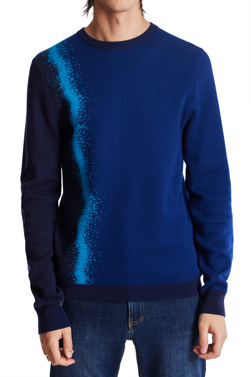 Lightening Crew Sweater Blue Strike Paisley & Gray