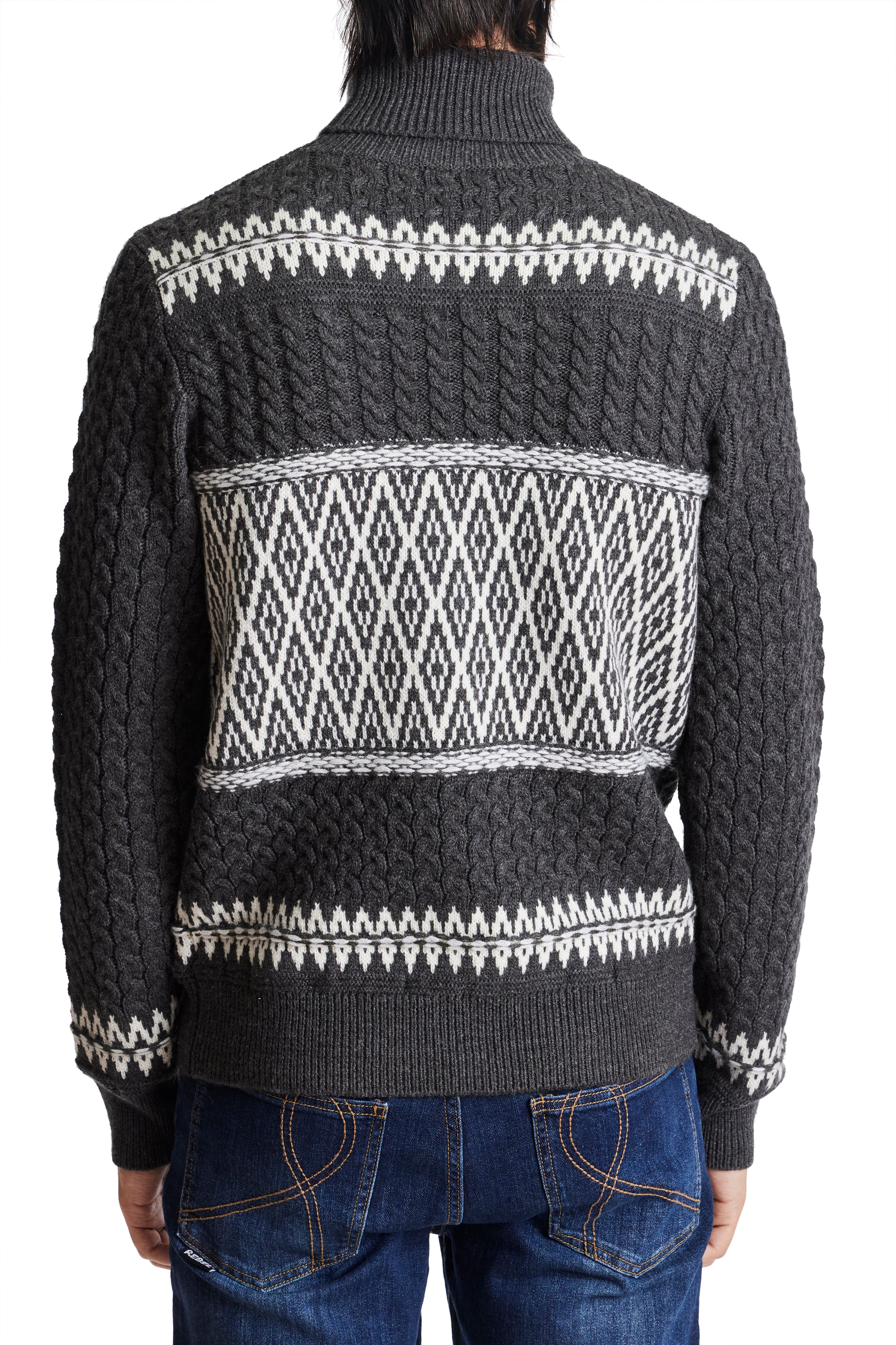 Winter Cable Turtleneck - Charcoal White