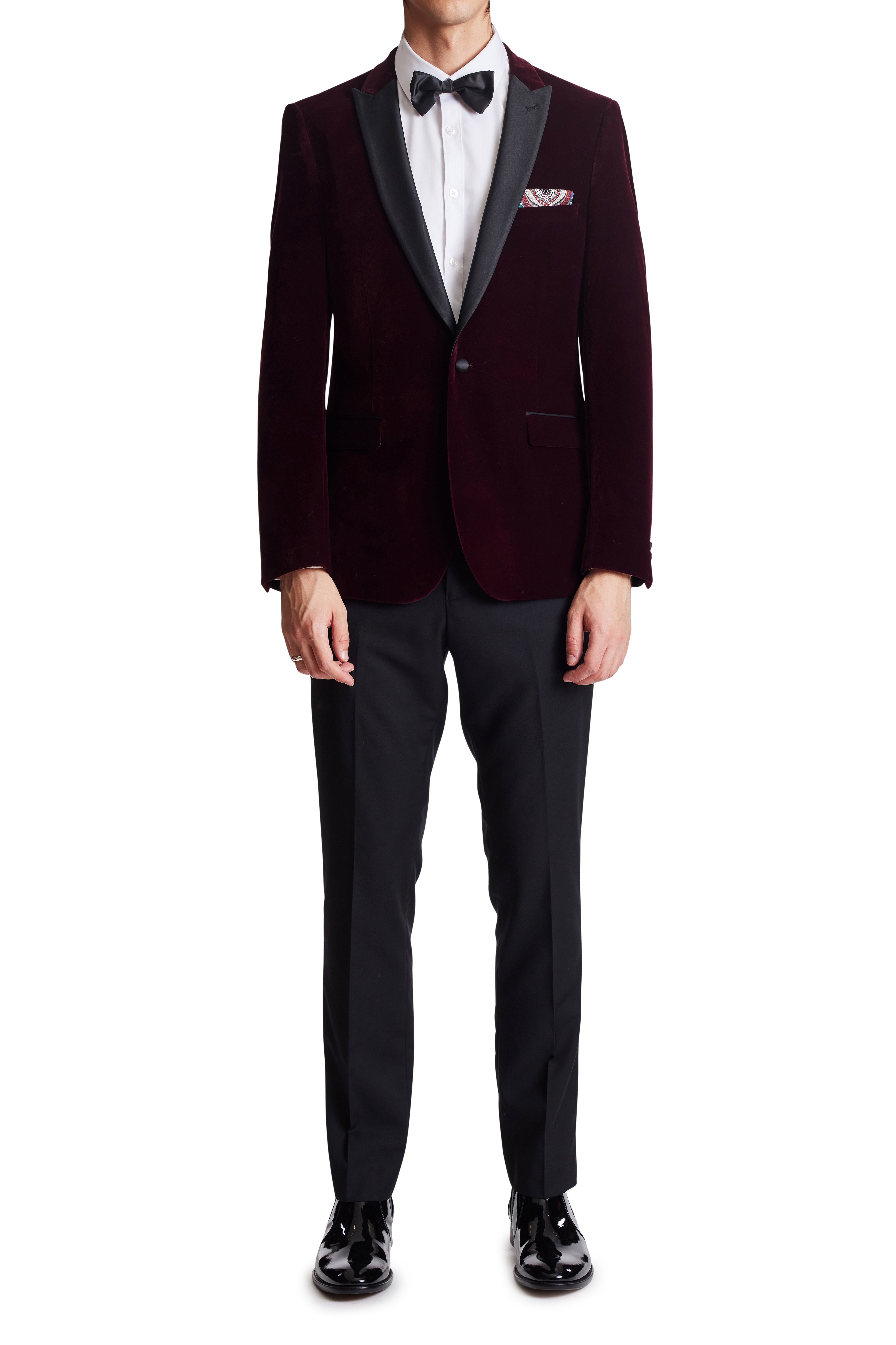 Grosvenor Peak Tux Jacket - slim - Rich Burgundy Velvet