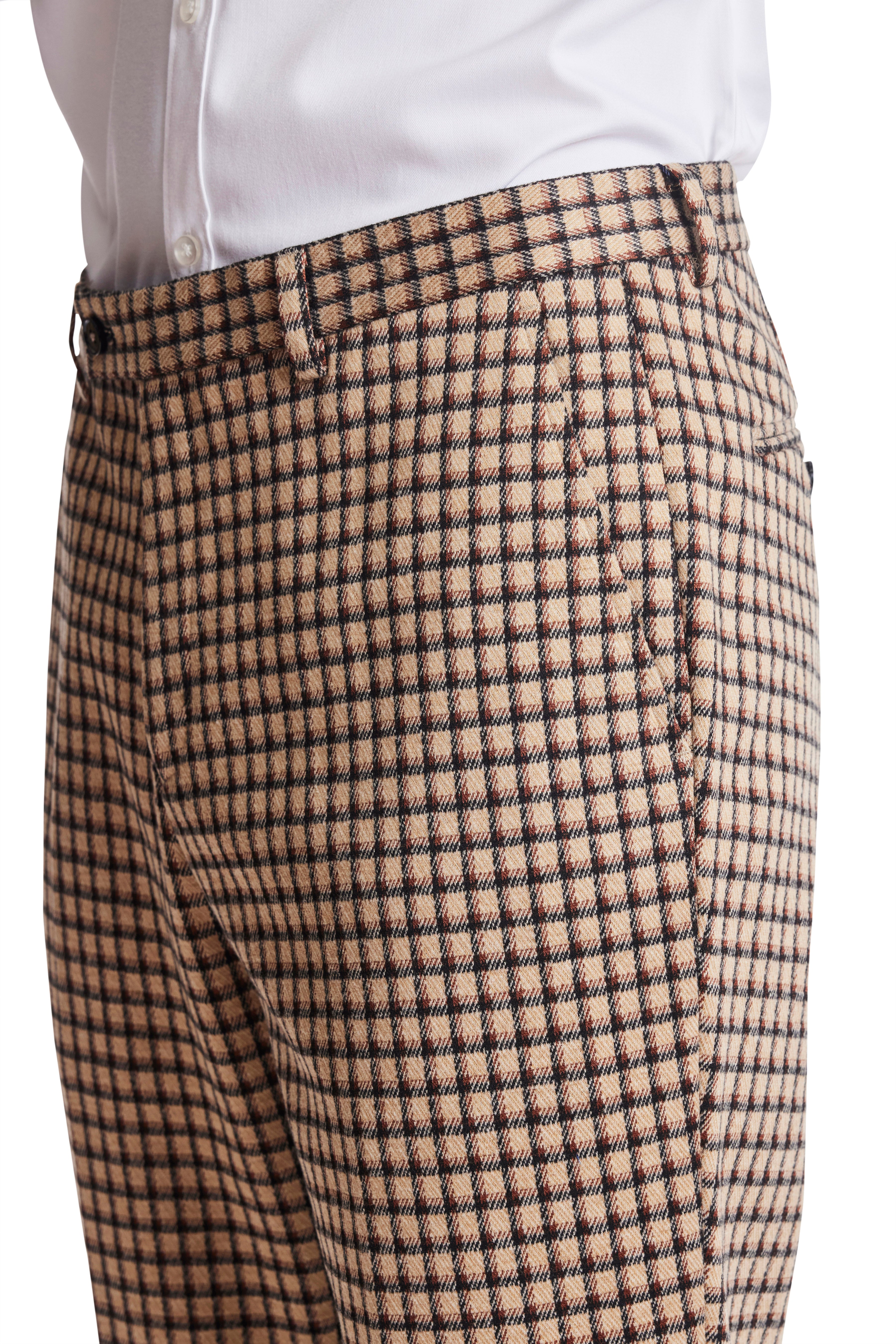 Downing Pants - slim - Beige Tan Check