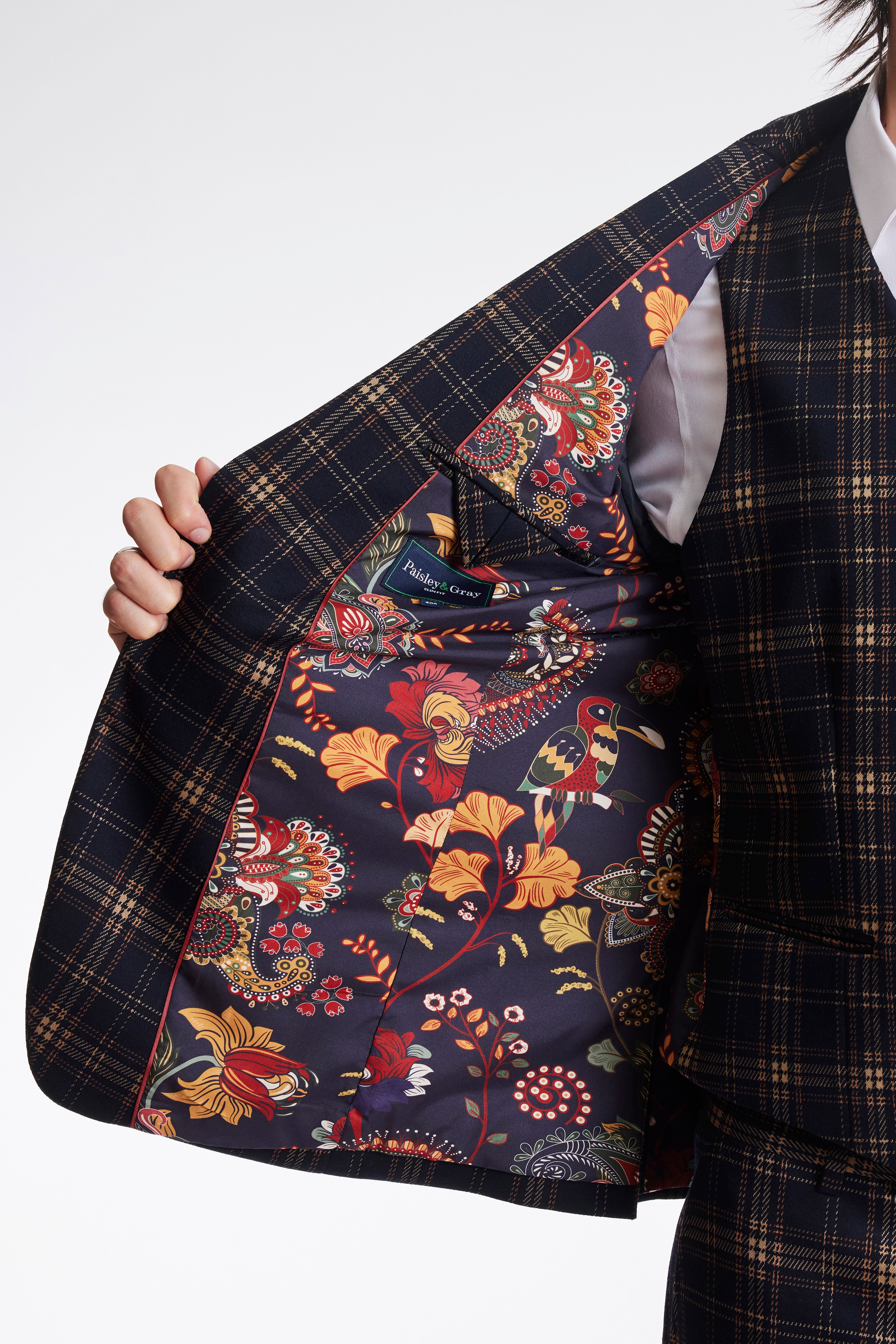 Ashton Peak Jacket - slim - Navy Tan Pumpkin