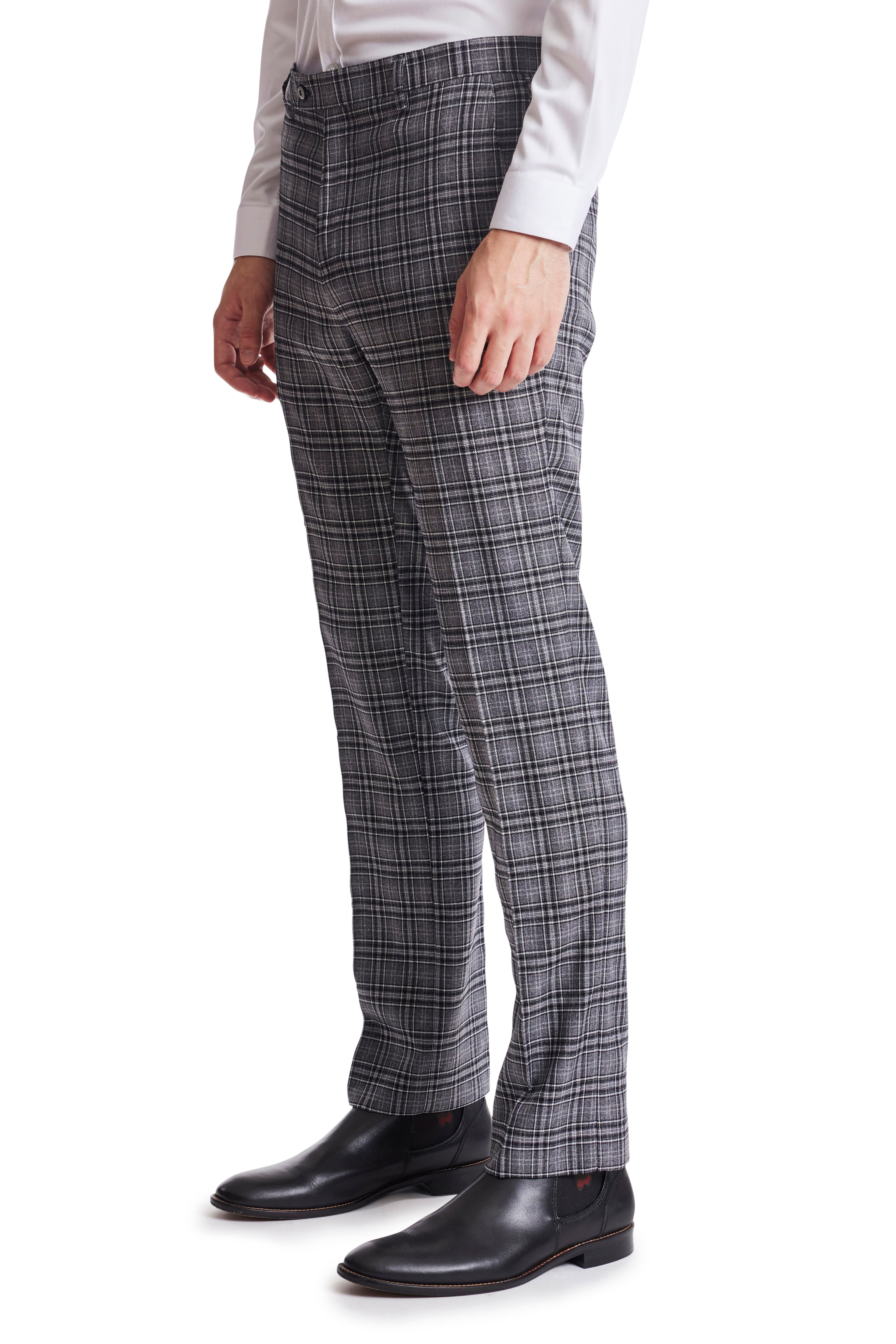 Downing Pants - slim - Grey Blk Big Check