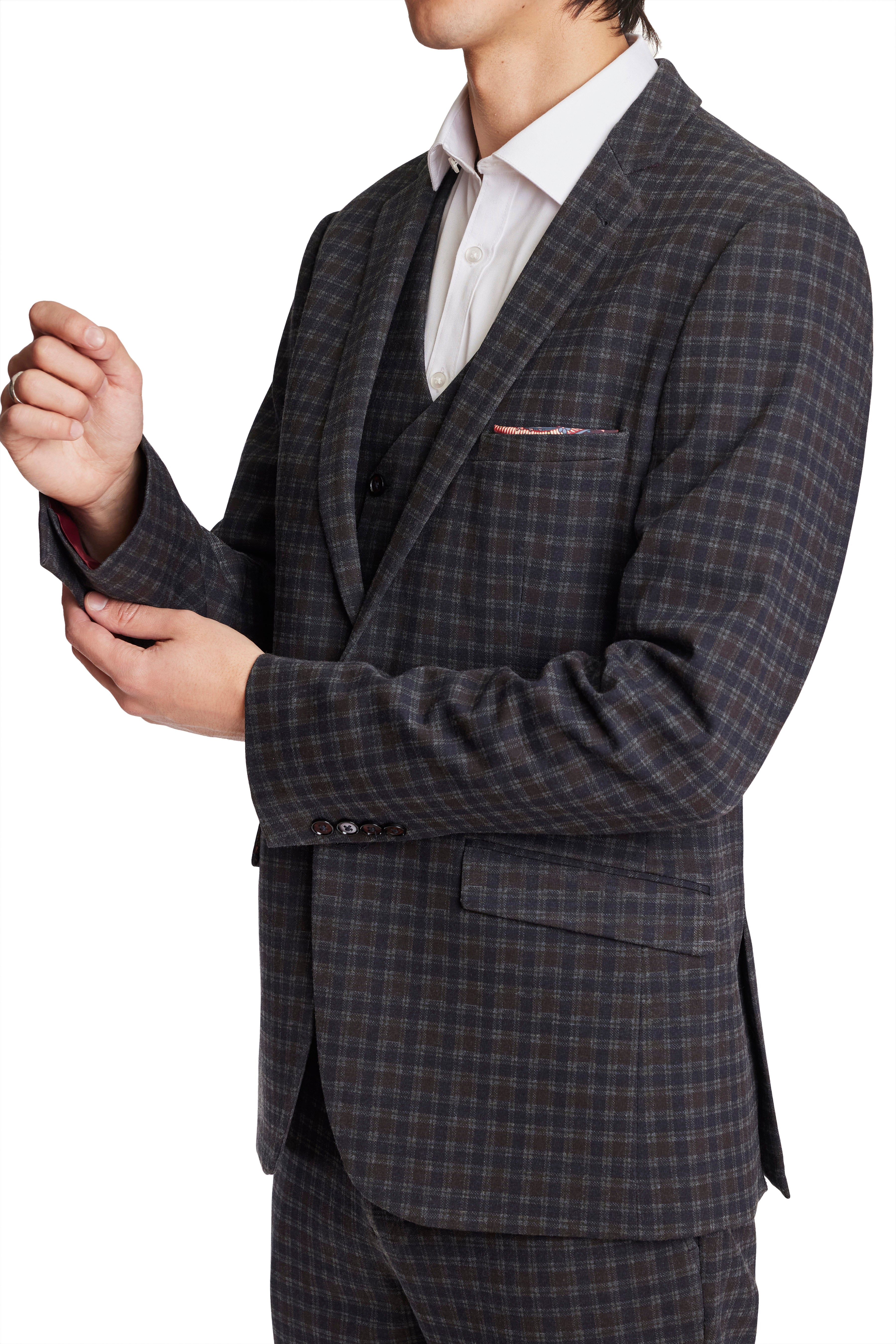 Dover Notch Jacket - slim - Wine Navy Little Check