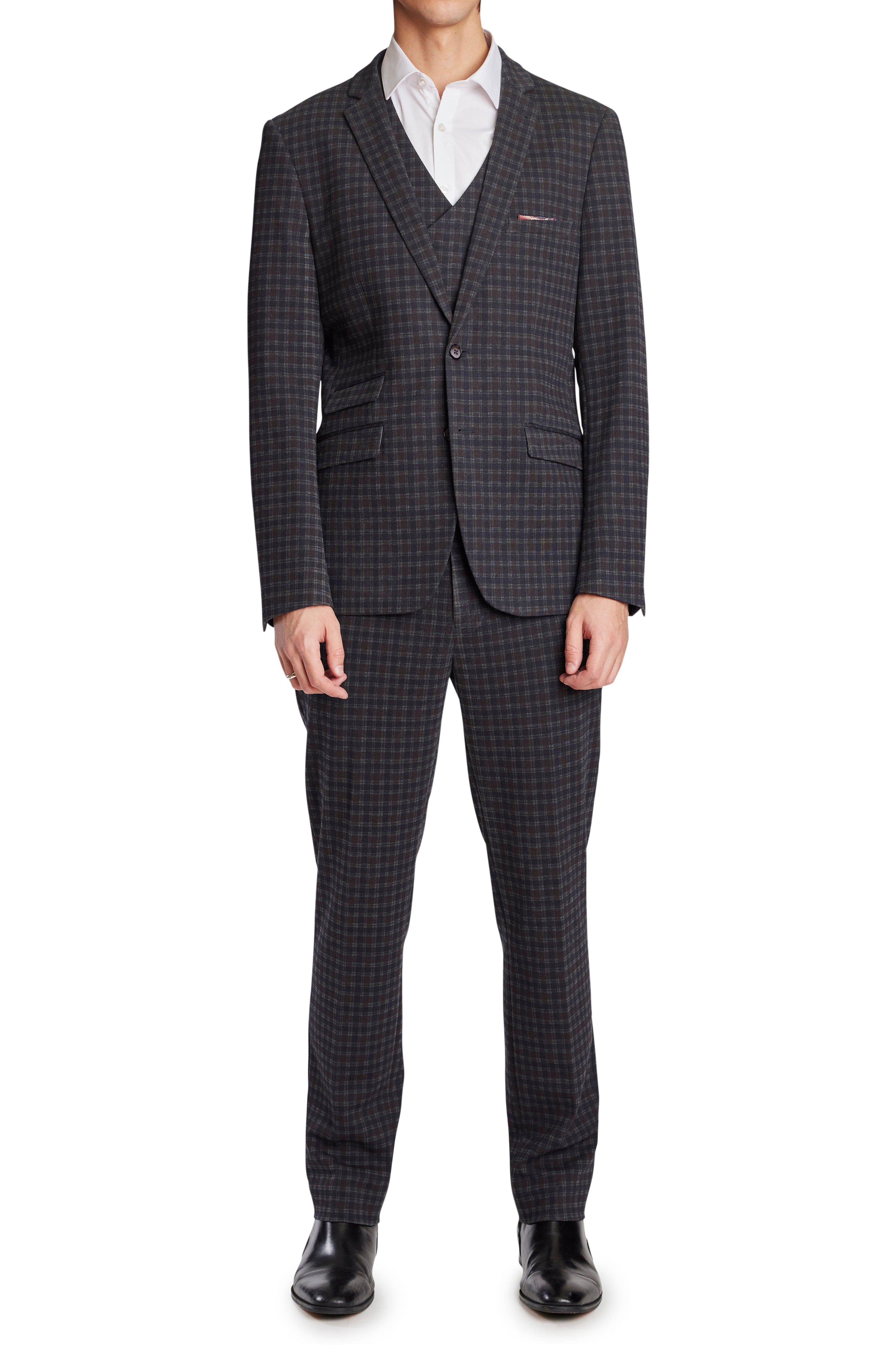 Dover Notch Jacket - slim - Wine Navy Little Check