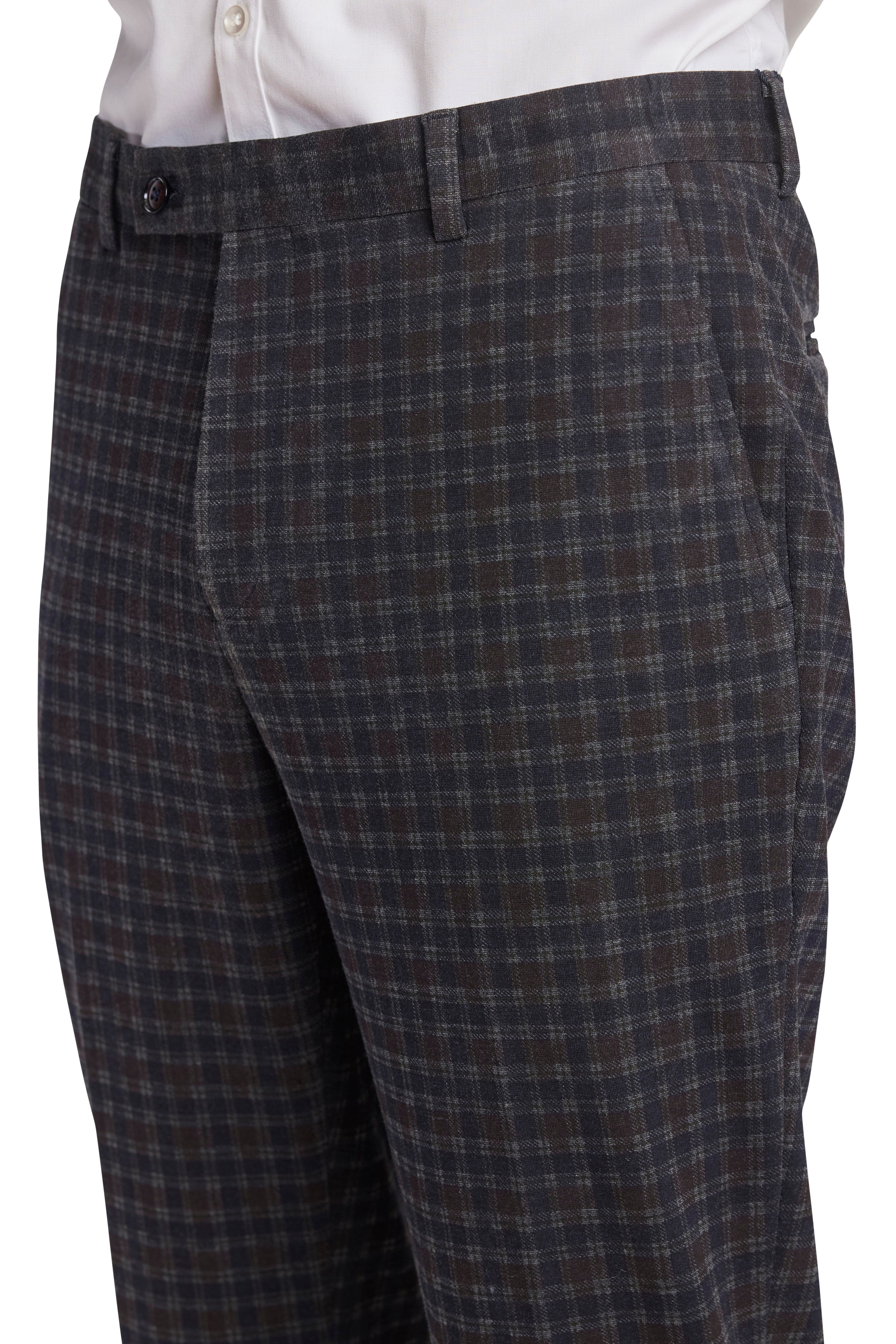 Downing Pants - slim - Wine Navy Little Check