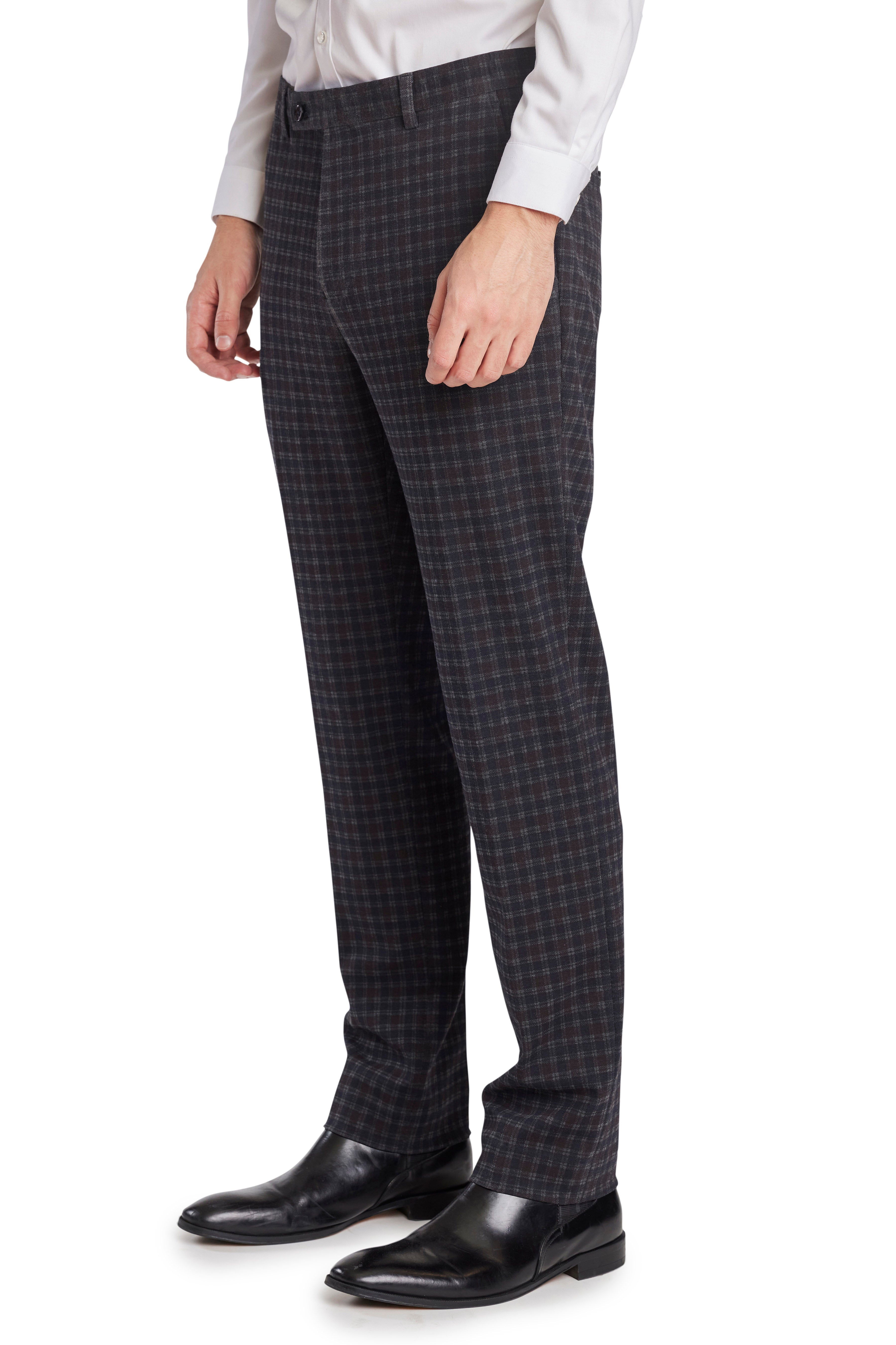 Downing Pants - slim - Wine Navy Little Check