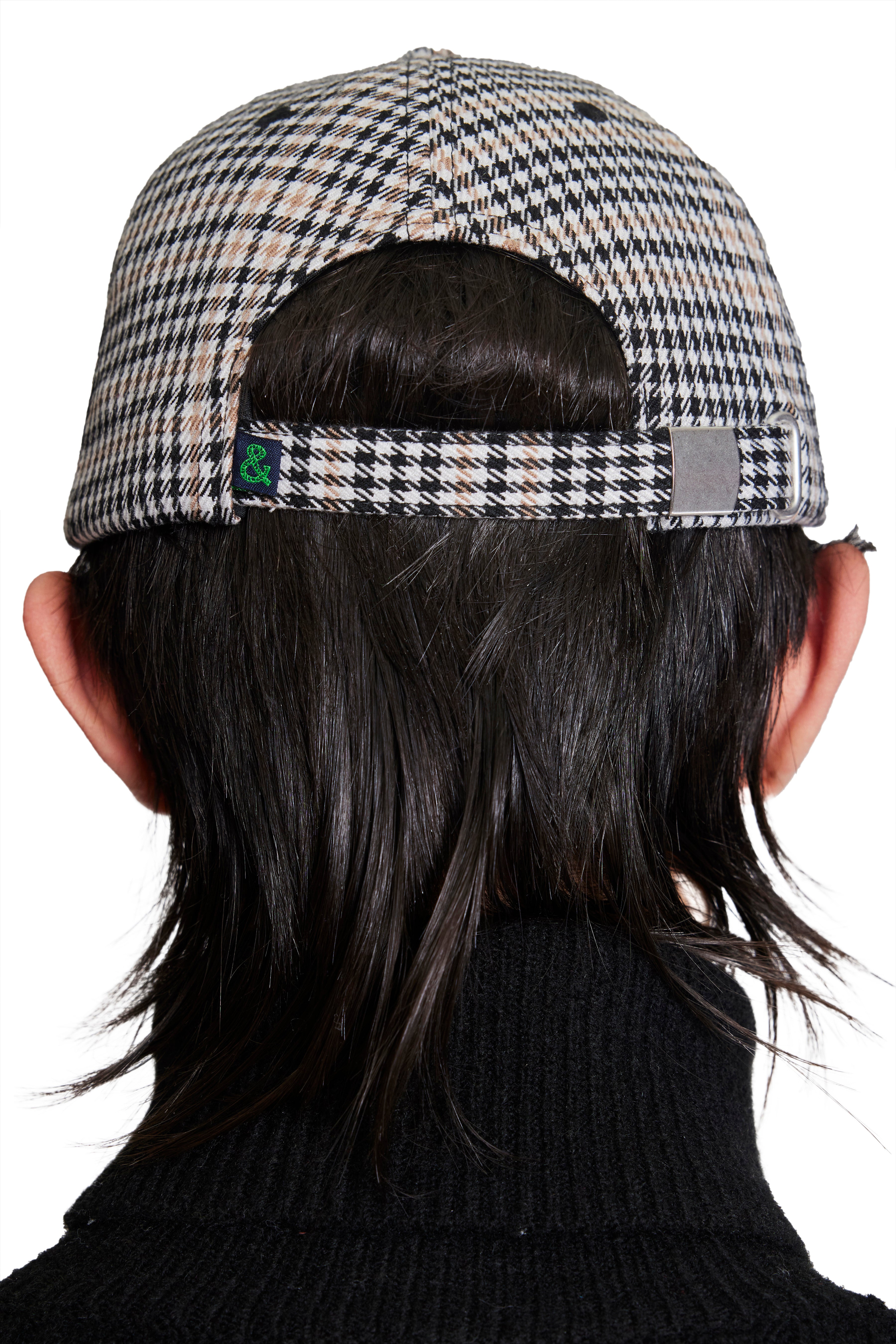 Colin BaseballCap - Black Tan Houndstooth