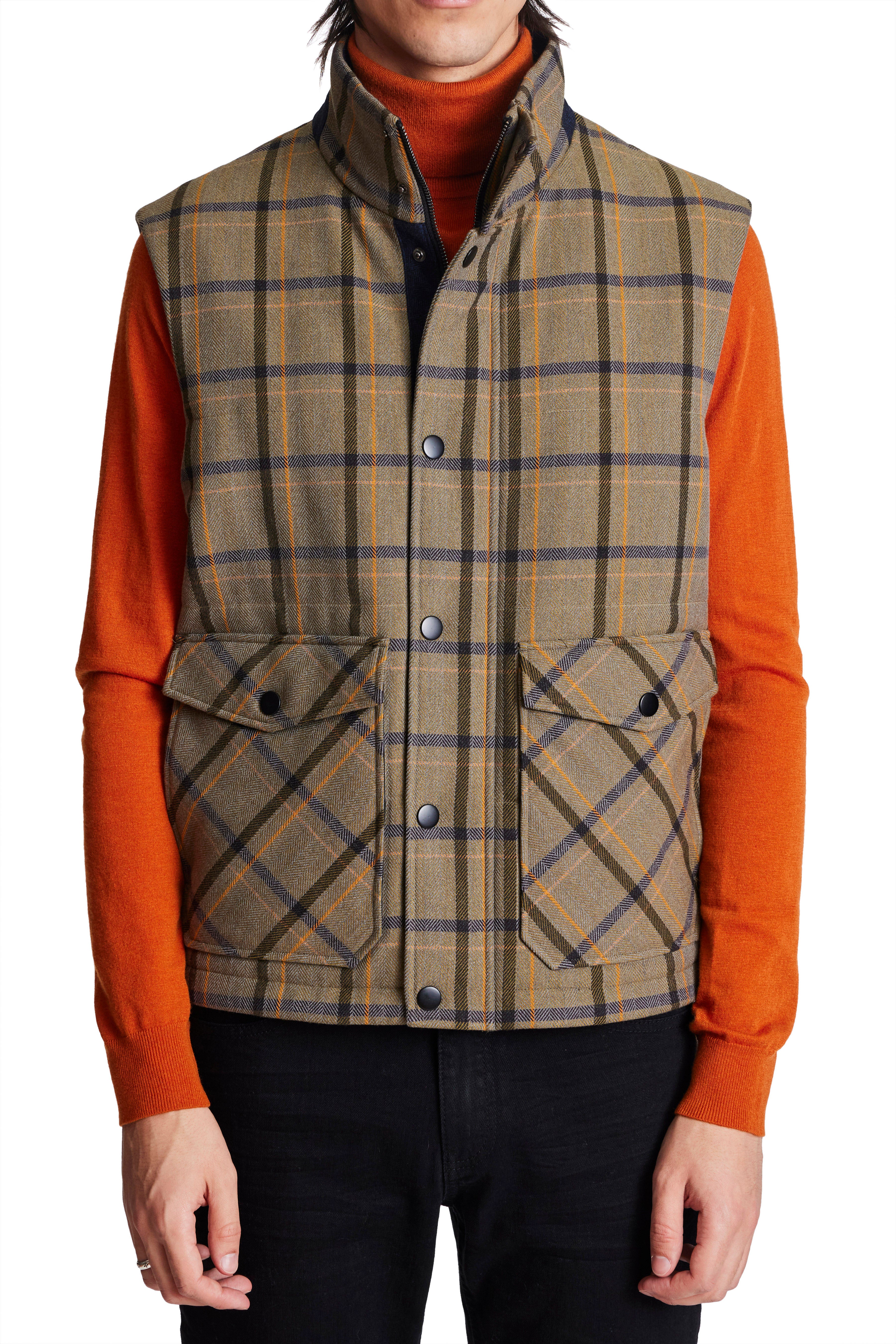 Honeycutt Puffer Vest - Military Herringbone Plaid