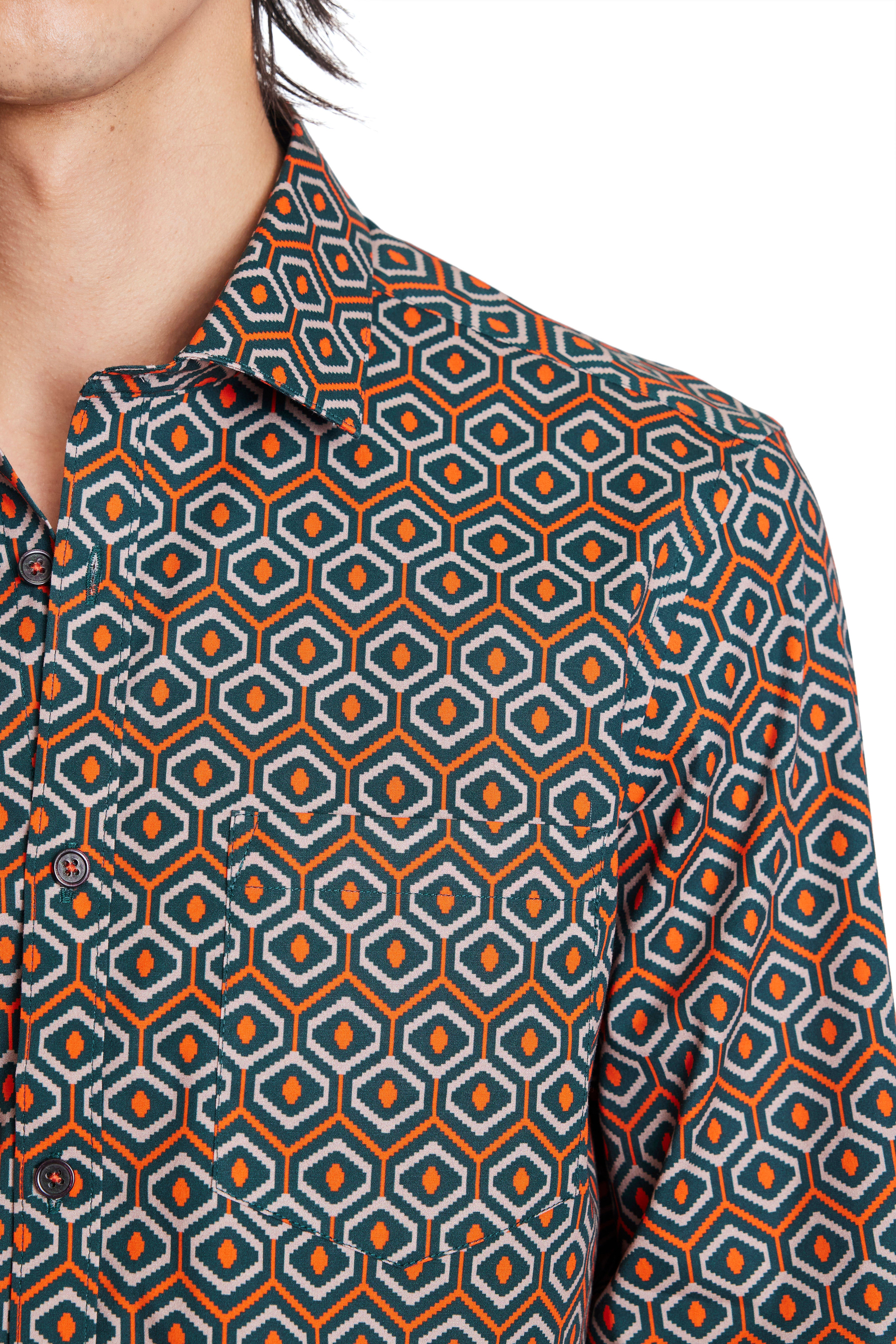 Samuel Spread Collar Shirt - Hexagon