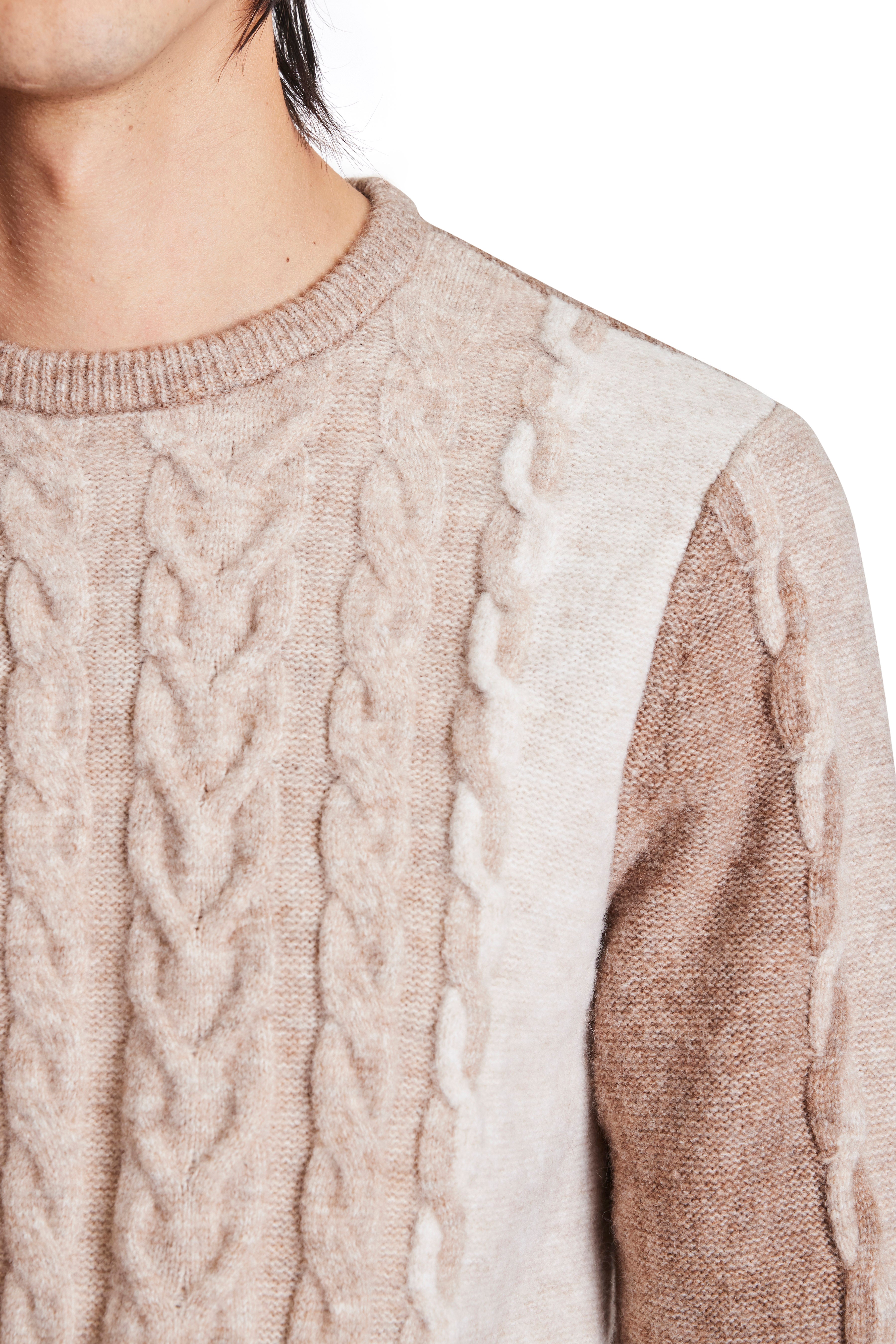 Tricolor Cable Crew - Tri Beige