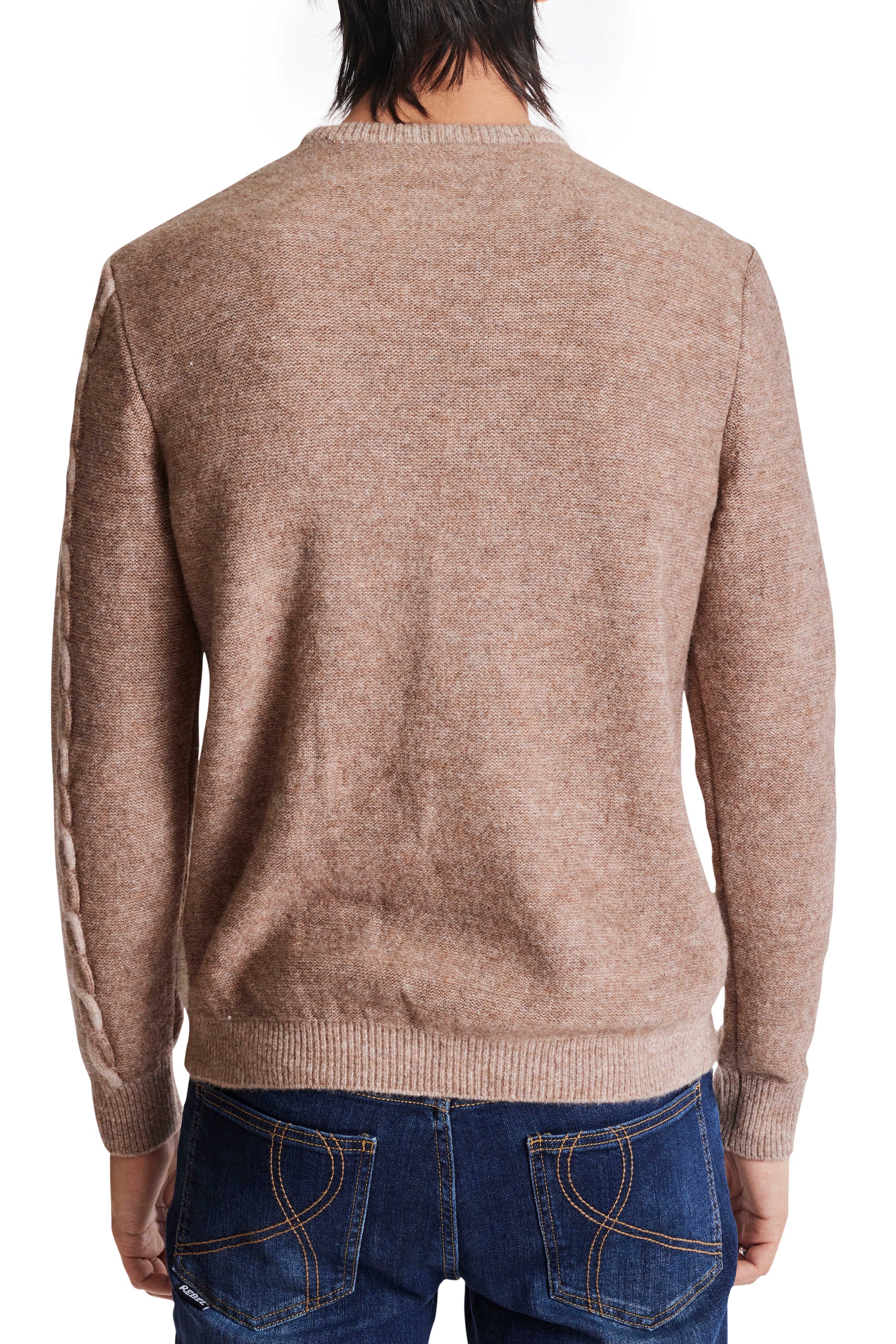 Tricolor Cable Crew - Tri Beige