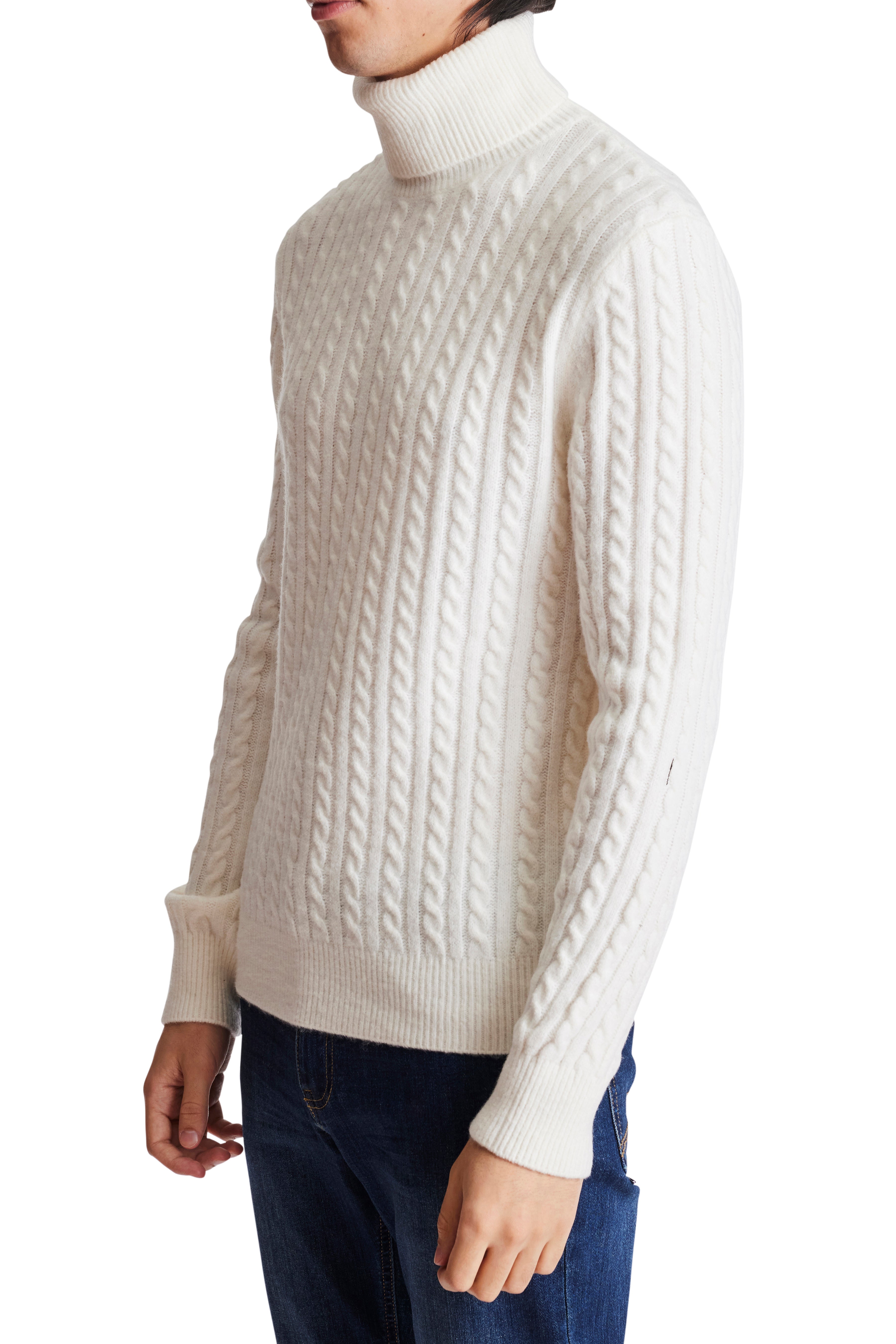 Cable Turtleneck - Fuzzy White