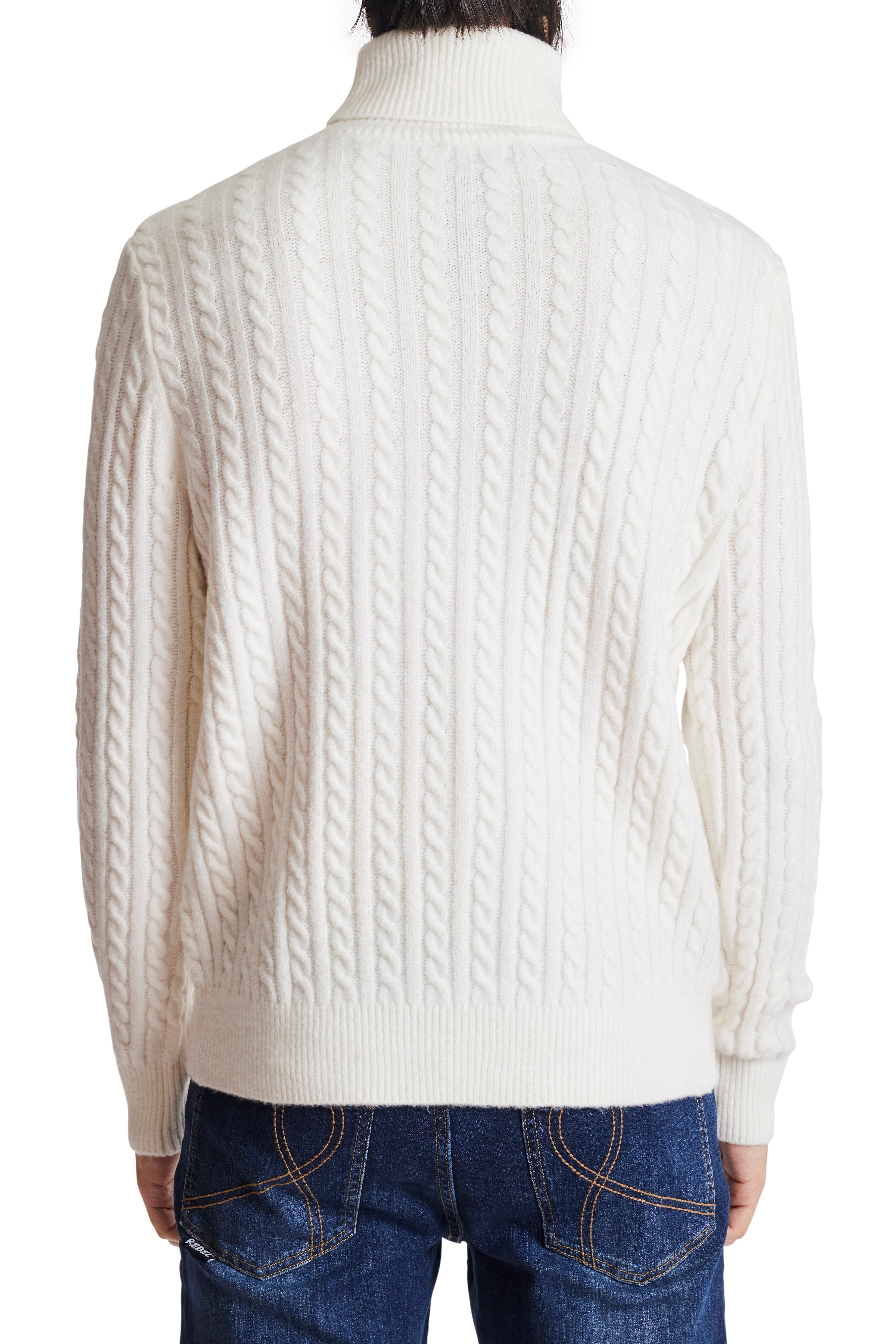 Cable Turtleneck - Fuzzy White