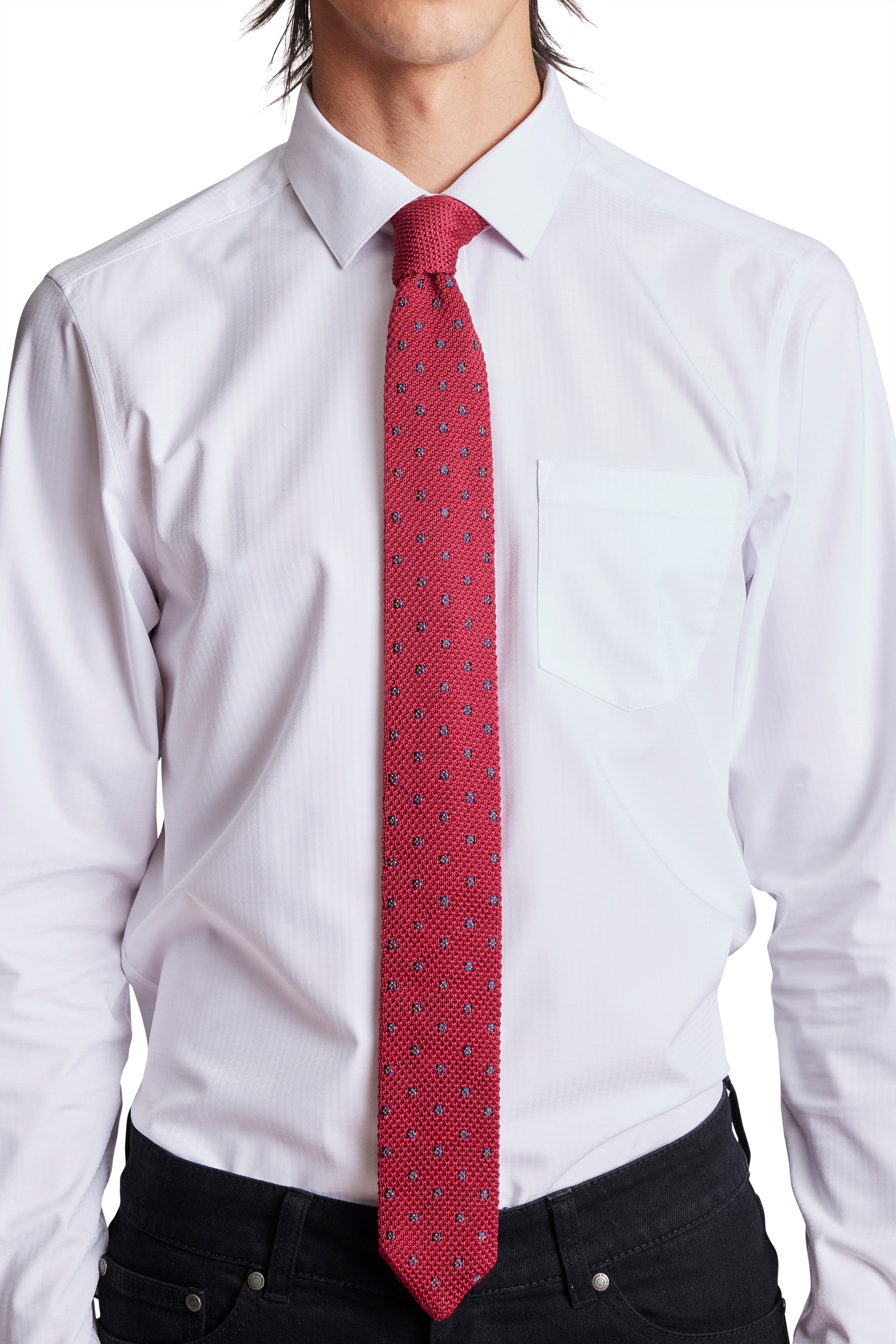 Stanley Micro Dot Knit Tie - Cranberry Crush