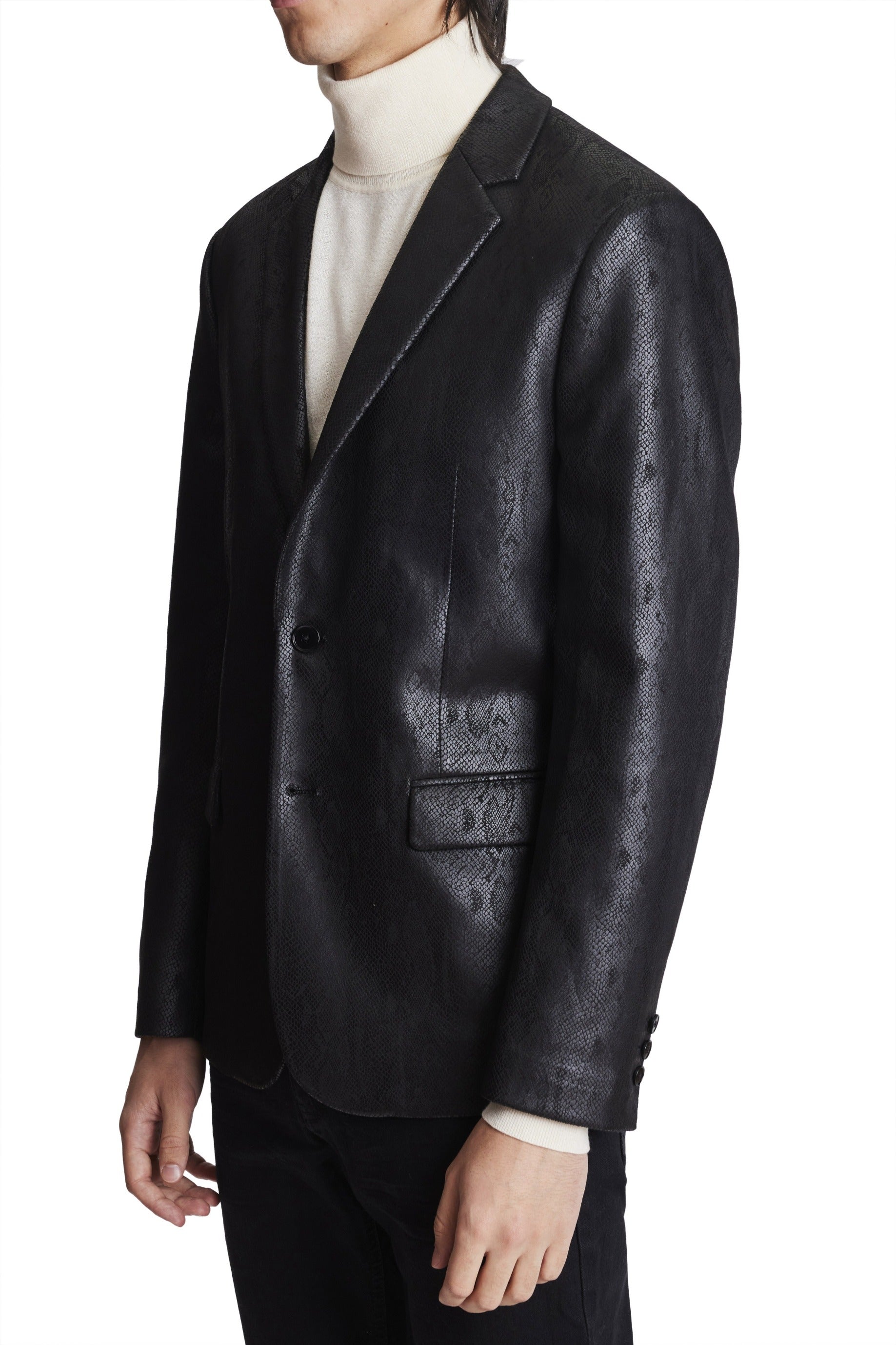 Ed Vegan Leather Sport Jacket - Black Snake