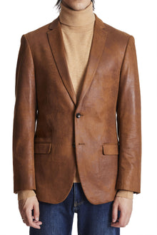  Ed Vegan Leather Sport Jacket - slim - Cognac Vegan Leather