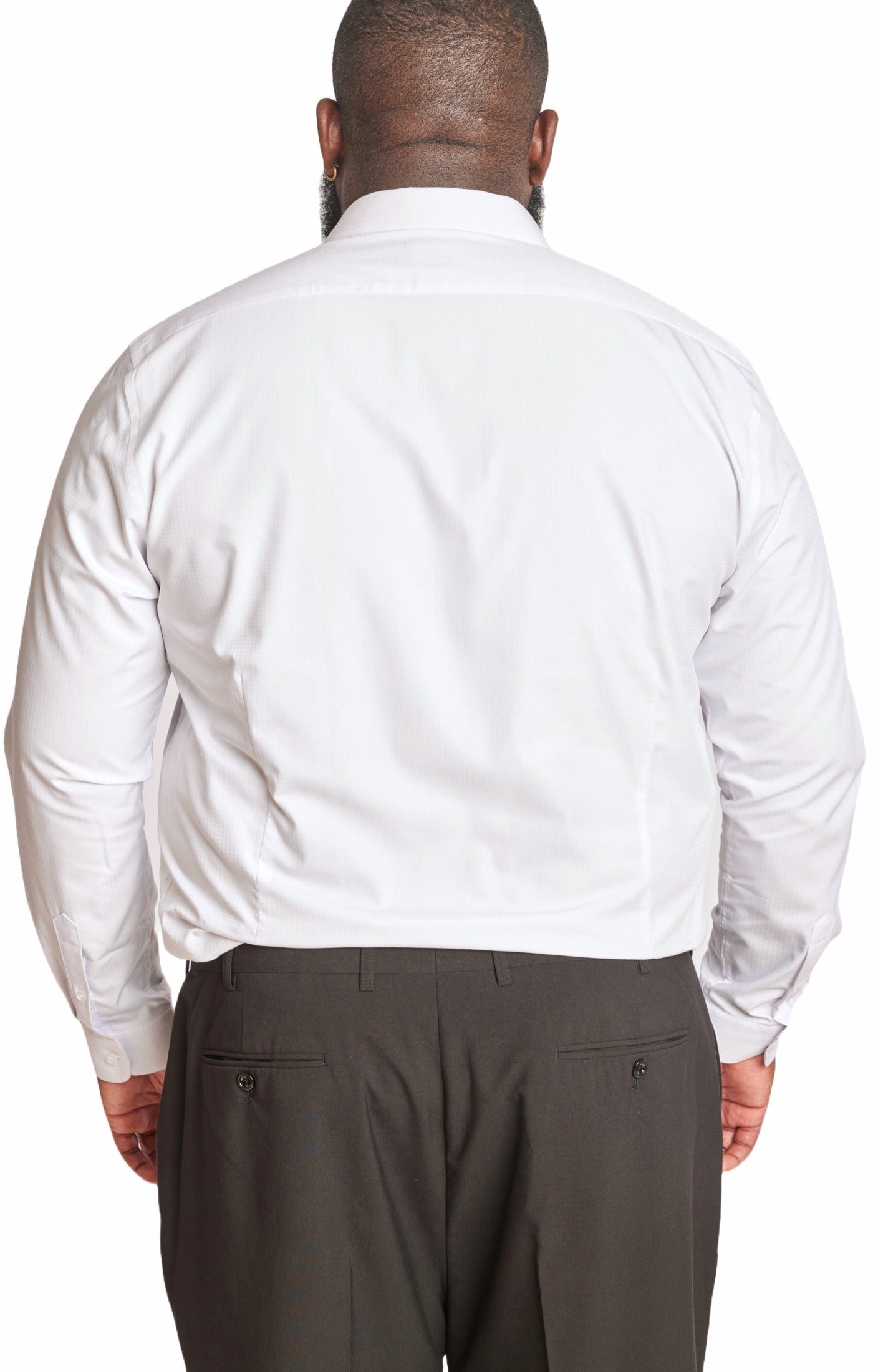 Big & Tall Samuel Spread Collar Shirt - White Houndstooth Jacquard