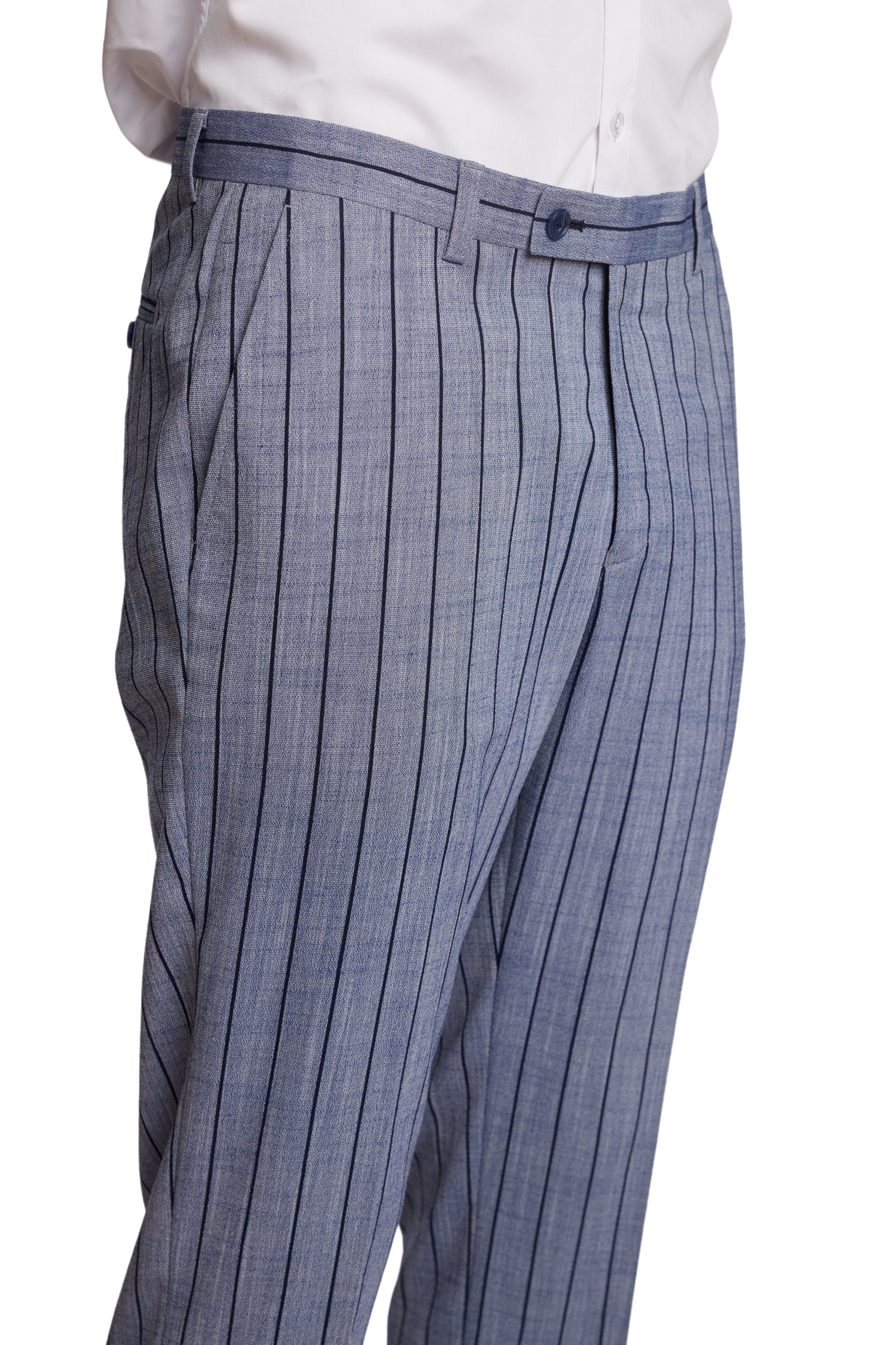 Downing Pants - slim - Blue & Navy Pinstripe