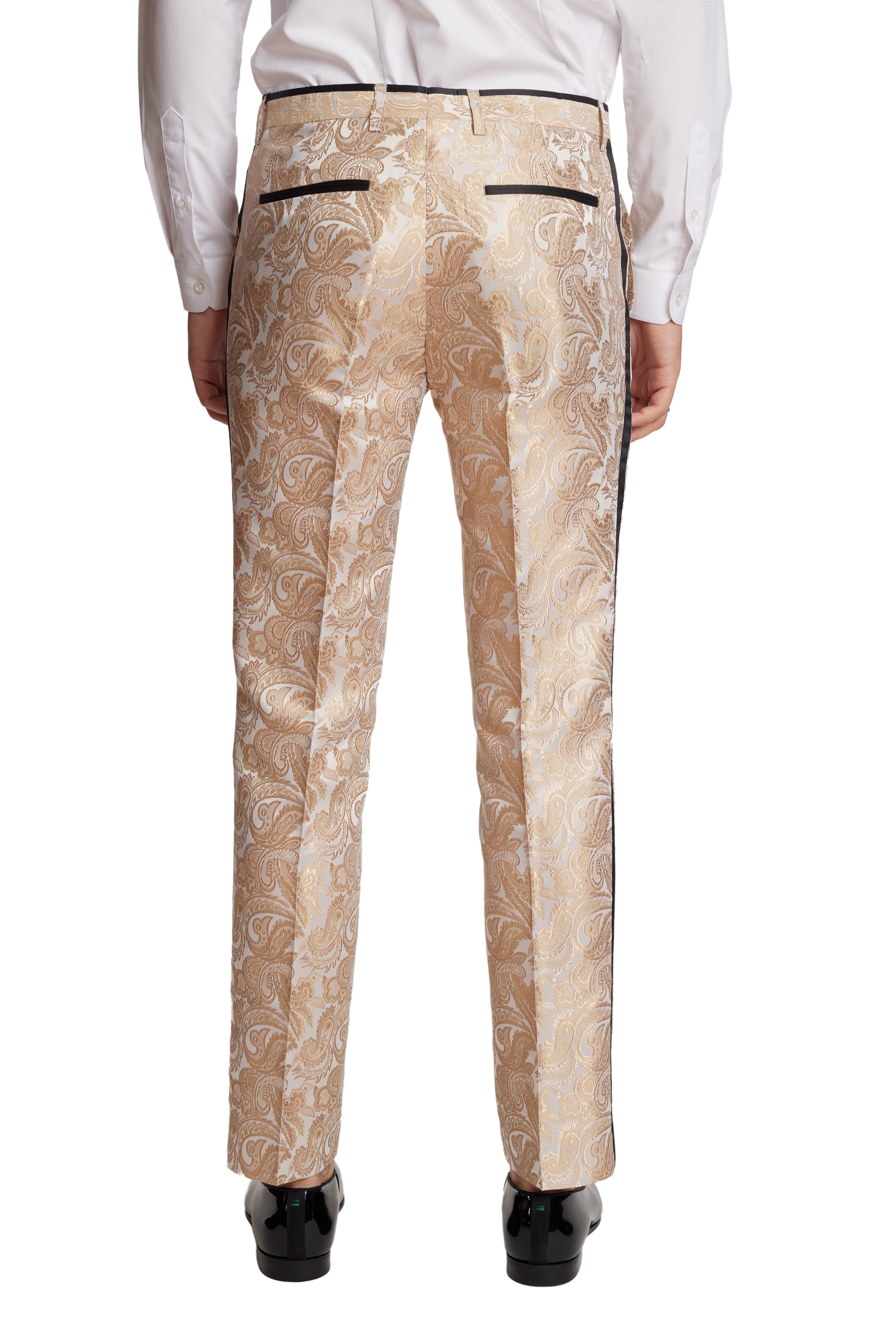 Sloane Tux Pants - slim - Cream Gold Paisley