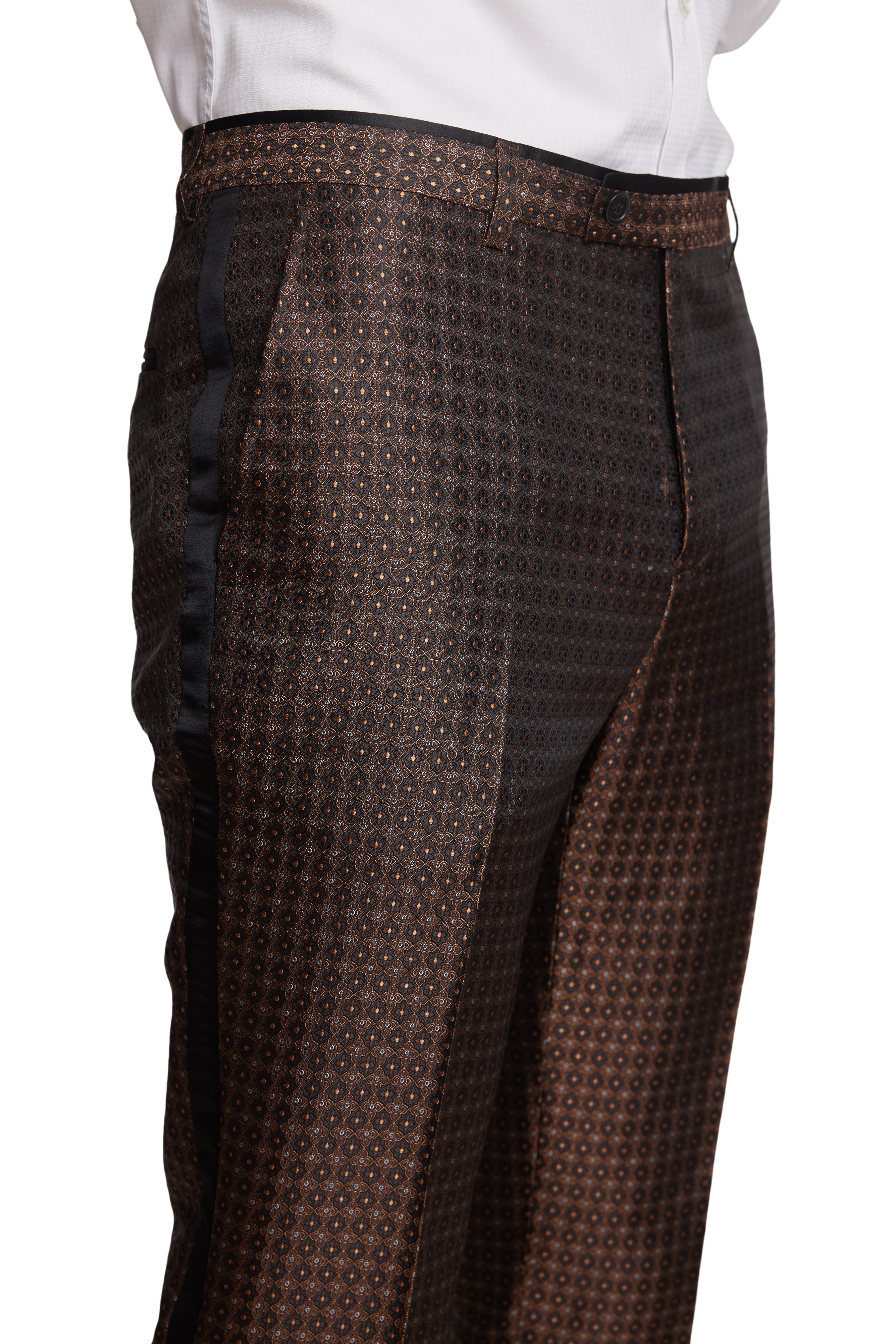 Sloane Tux Pants - slim - Brown Bronze Jacquard