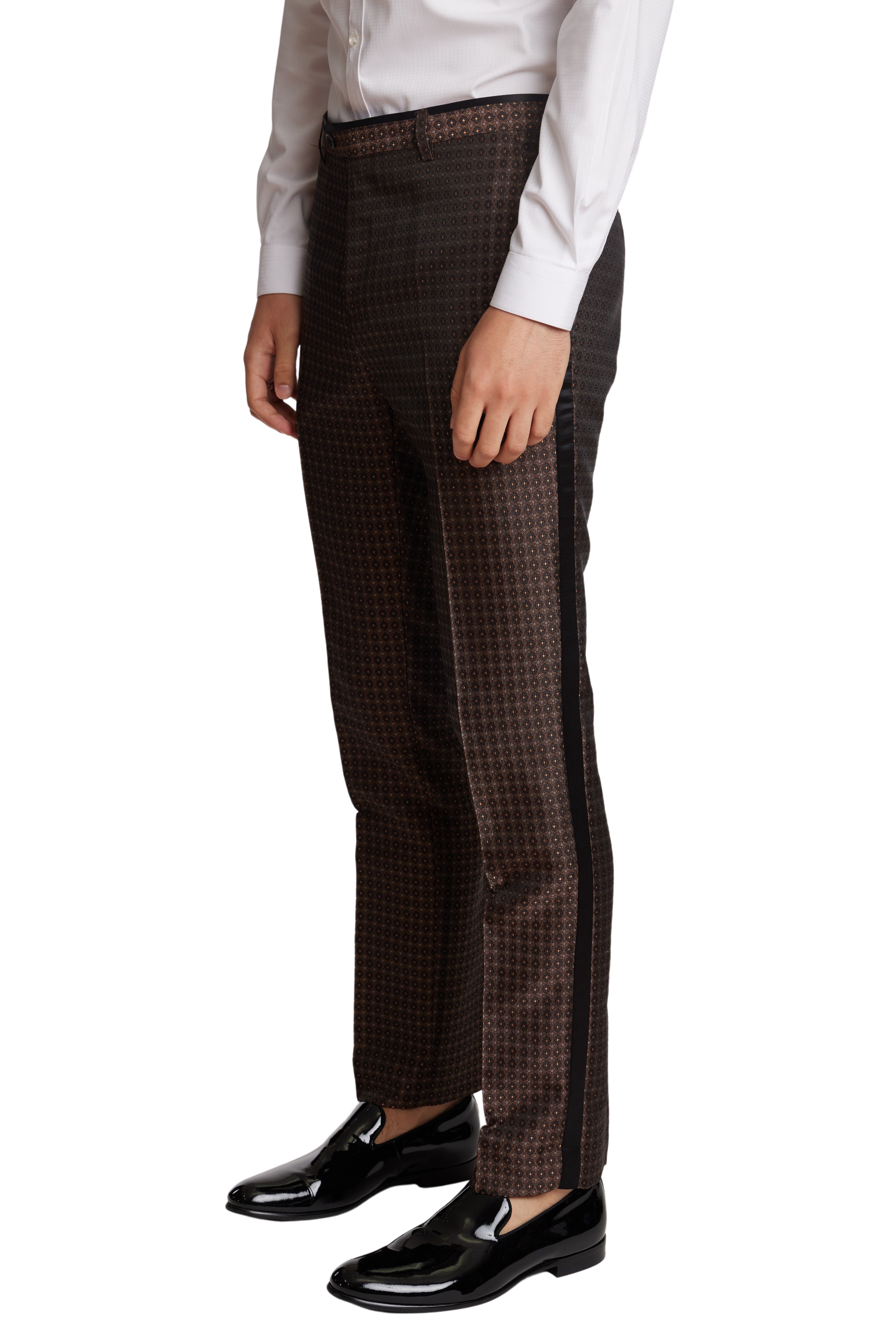 Sloane Tux Pants - slim - Brown Bronze Jacquard