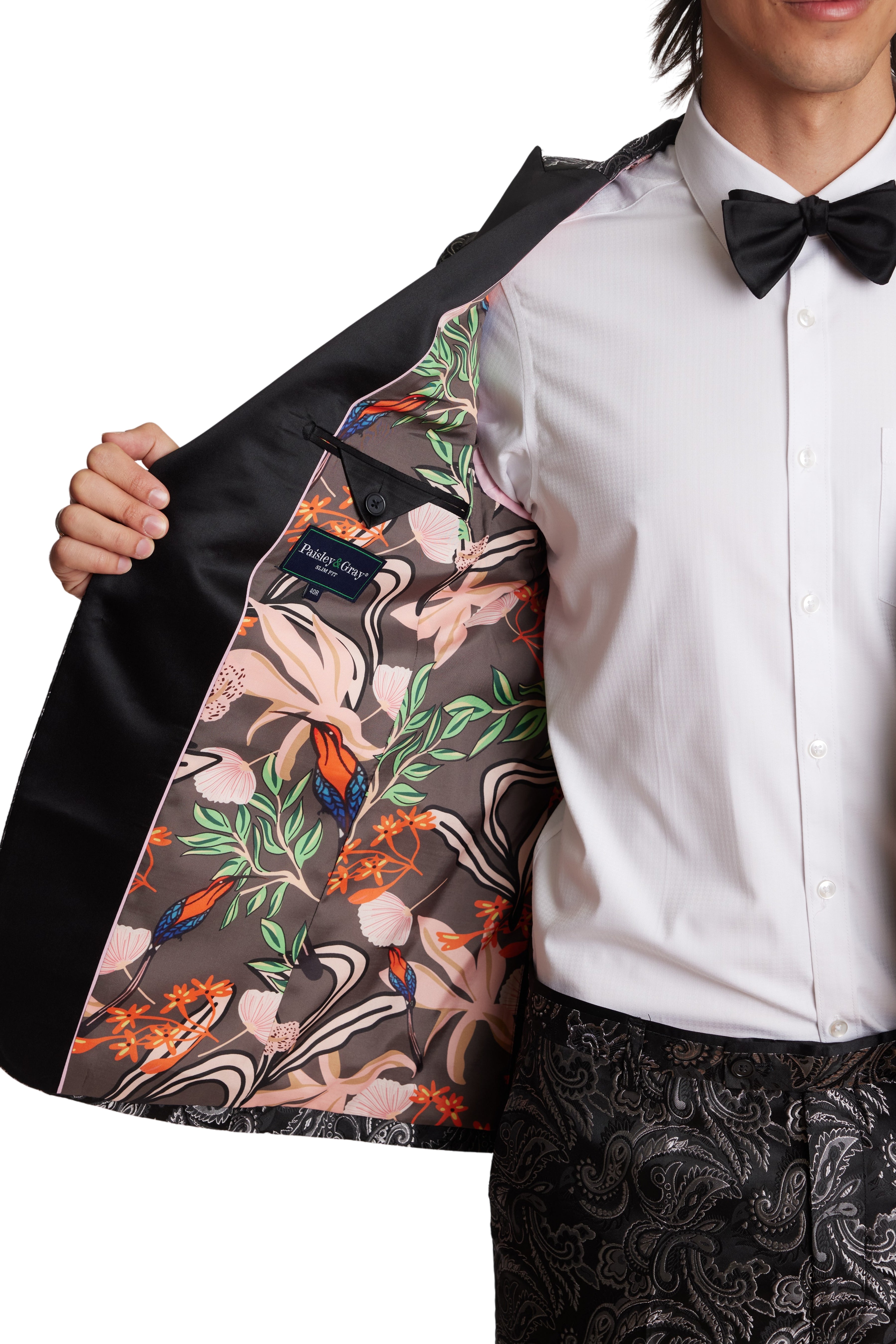 Paisley and gray tuxedo jacket 2025
