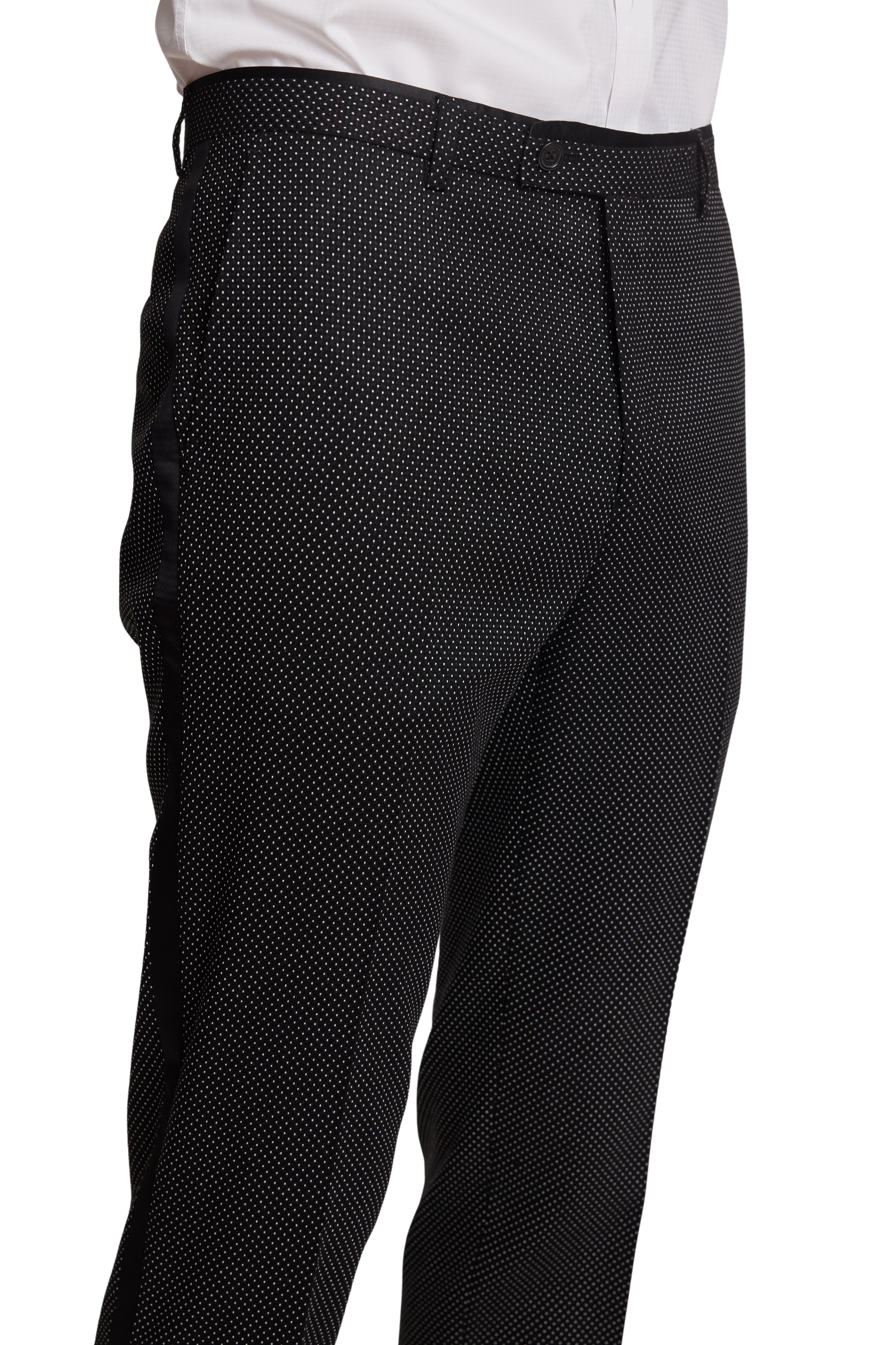 Sloane Tux Pants - slim - Black & White Dots