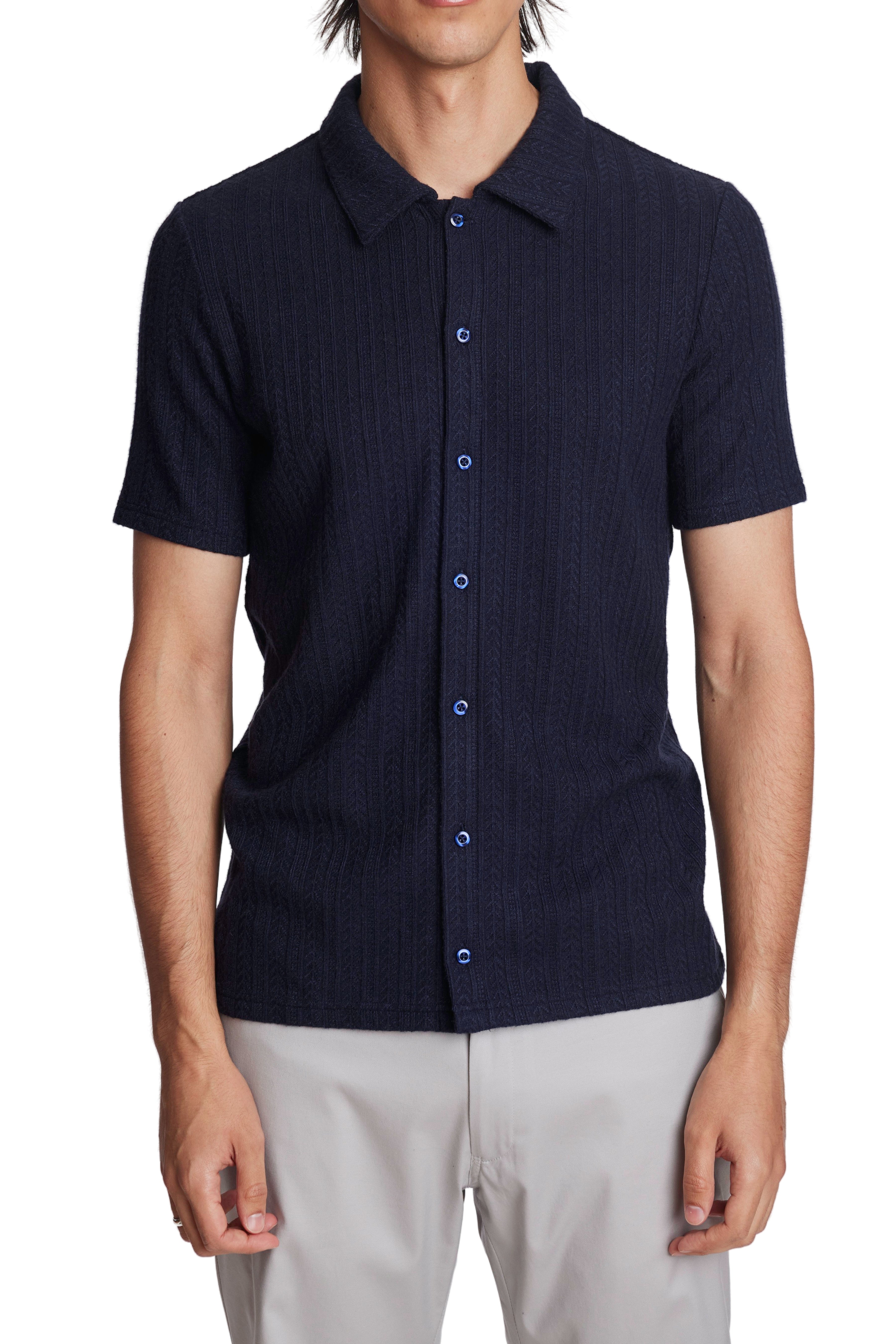 Full Placket Pointelle Polo - Midnight Madness