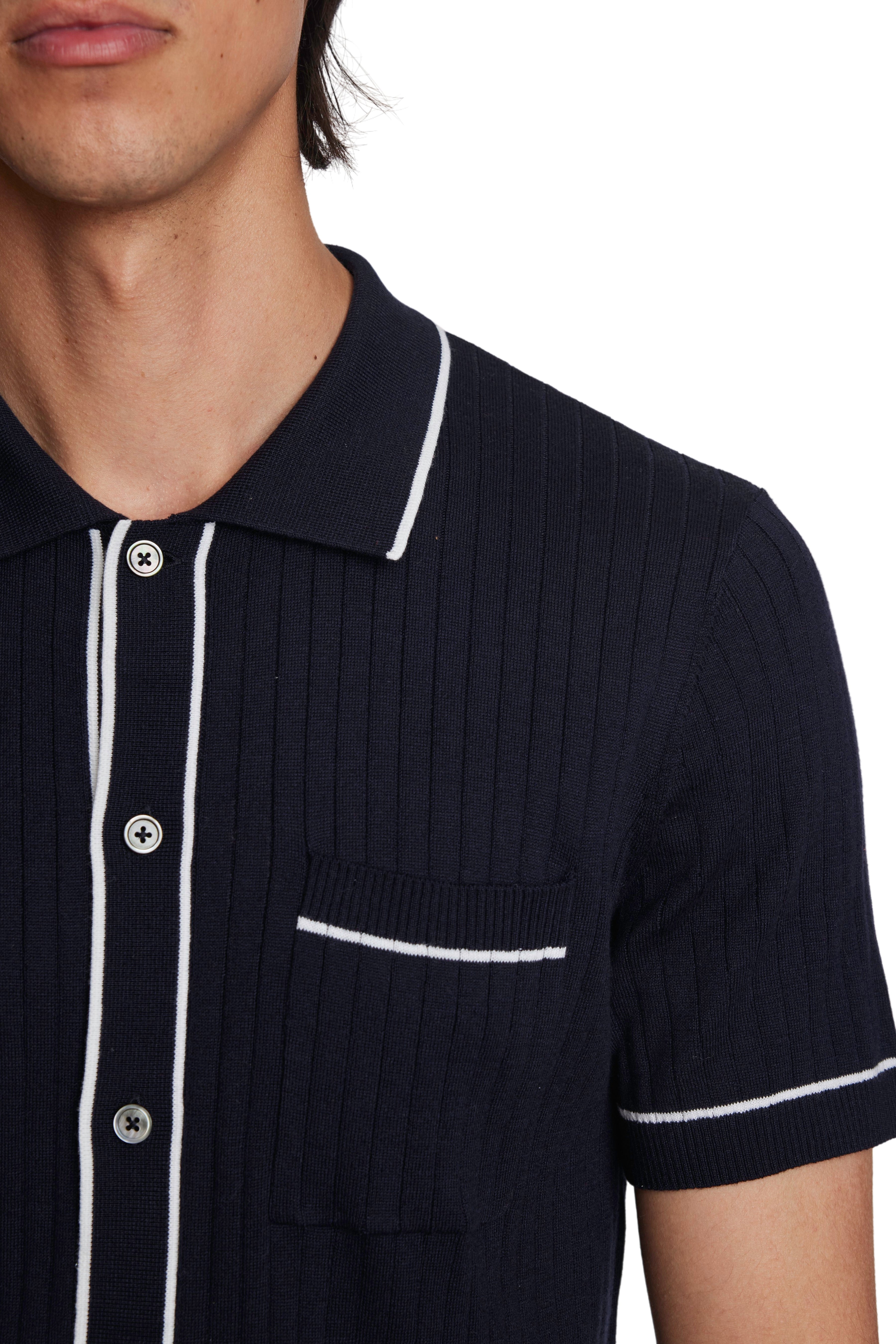 Big & Tall Full Placket Tipped Polo - Navy