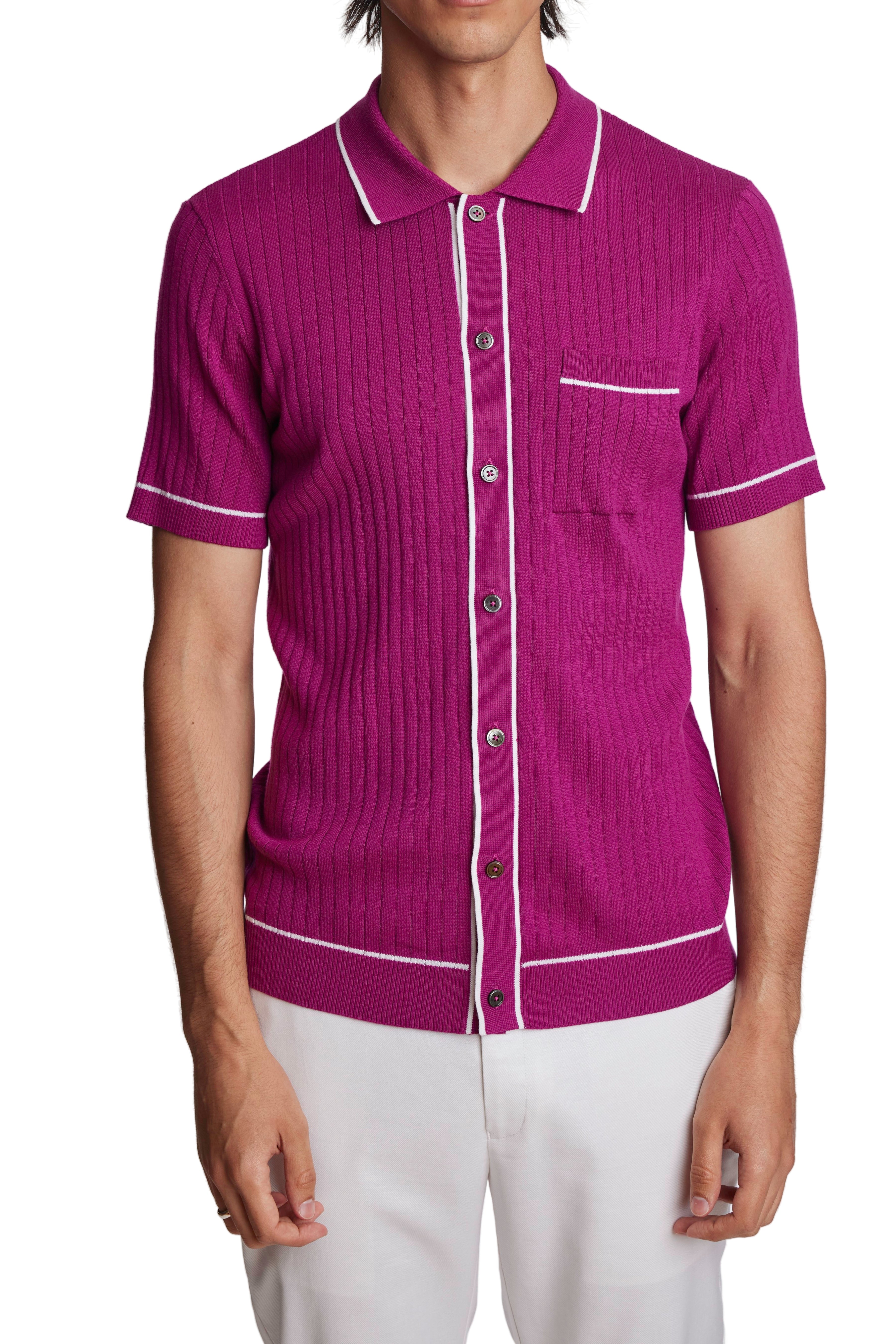 Full Placket Tipped Polo - Magenta