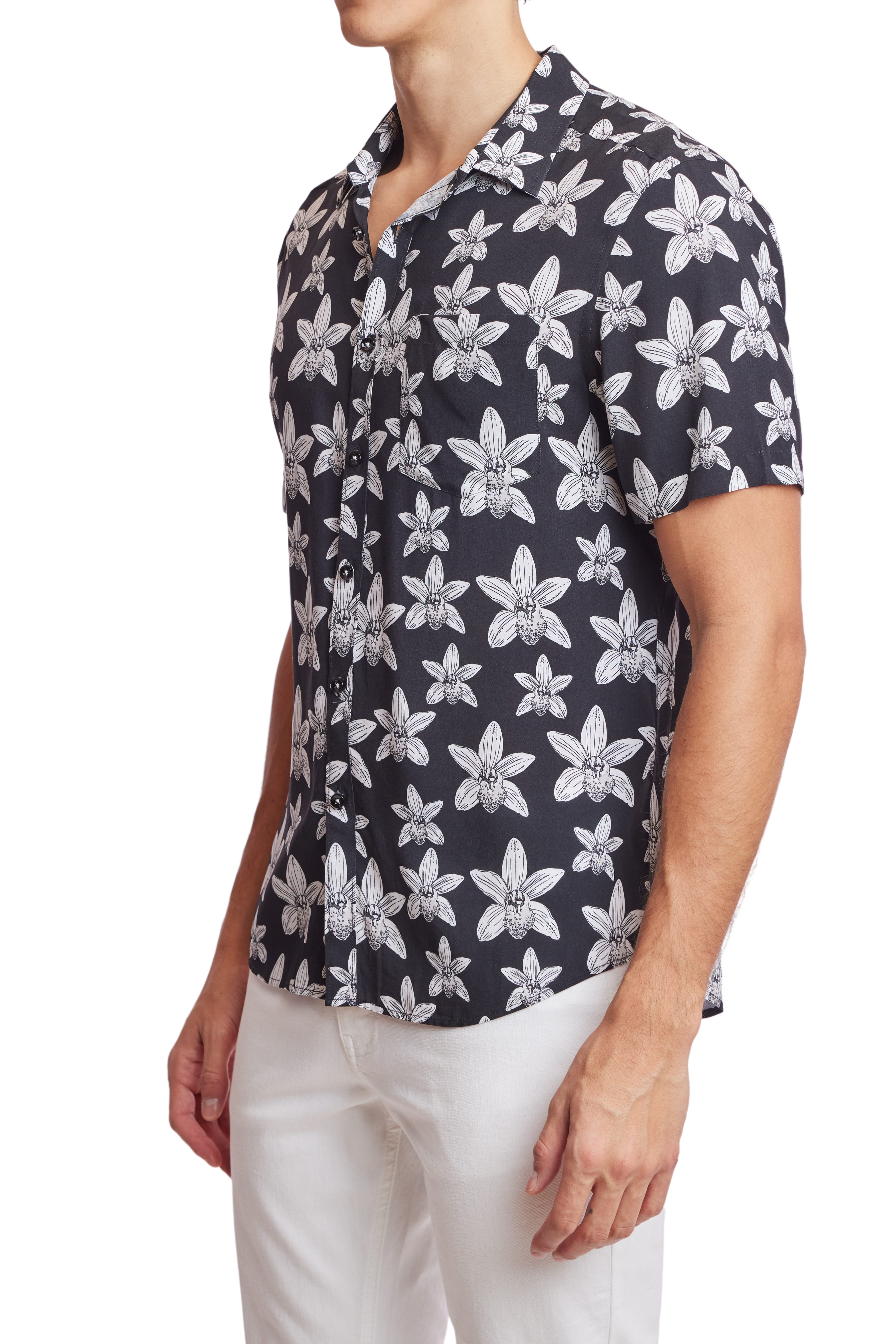 Soleil S/S Shirt - Black White Flowers